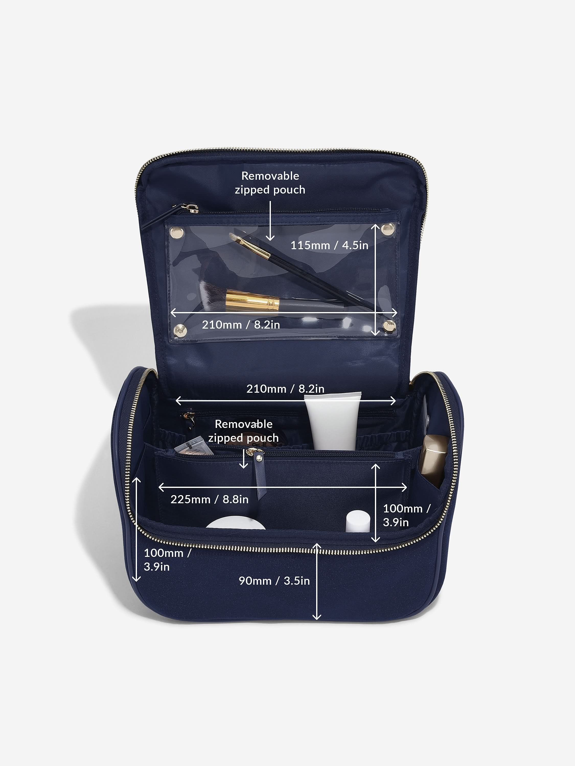 Stackers Large Cosmetic Case Navy Blue Velvet