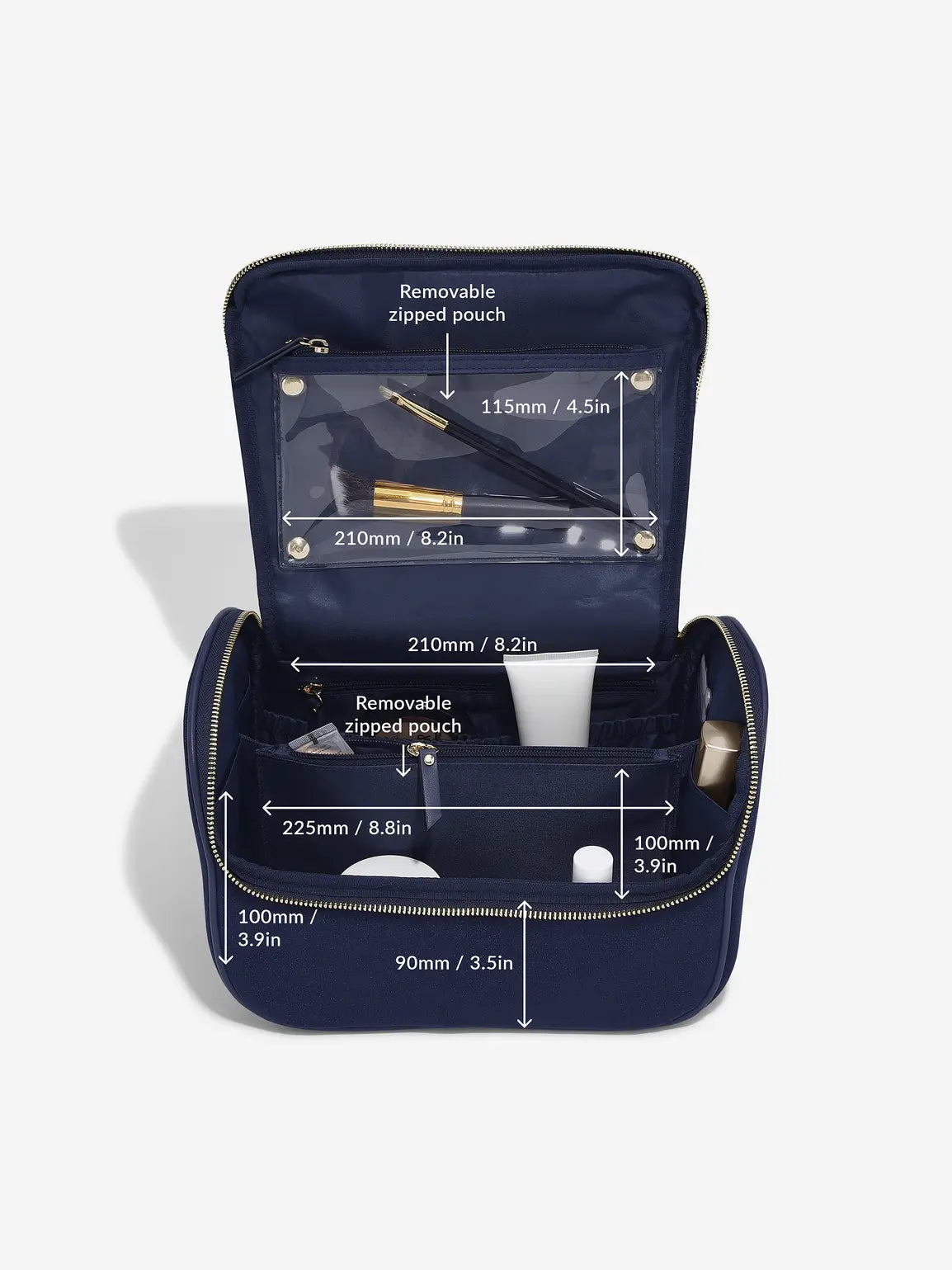 Stackers Grote Cosmeticacase Marineblauw Fluweel - Mystackers