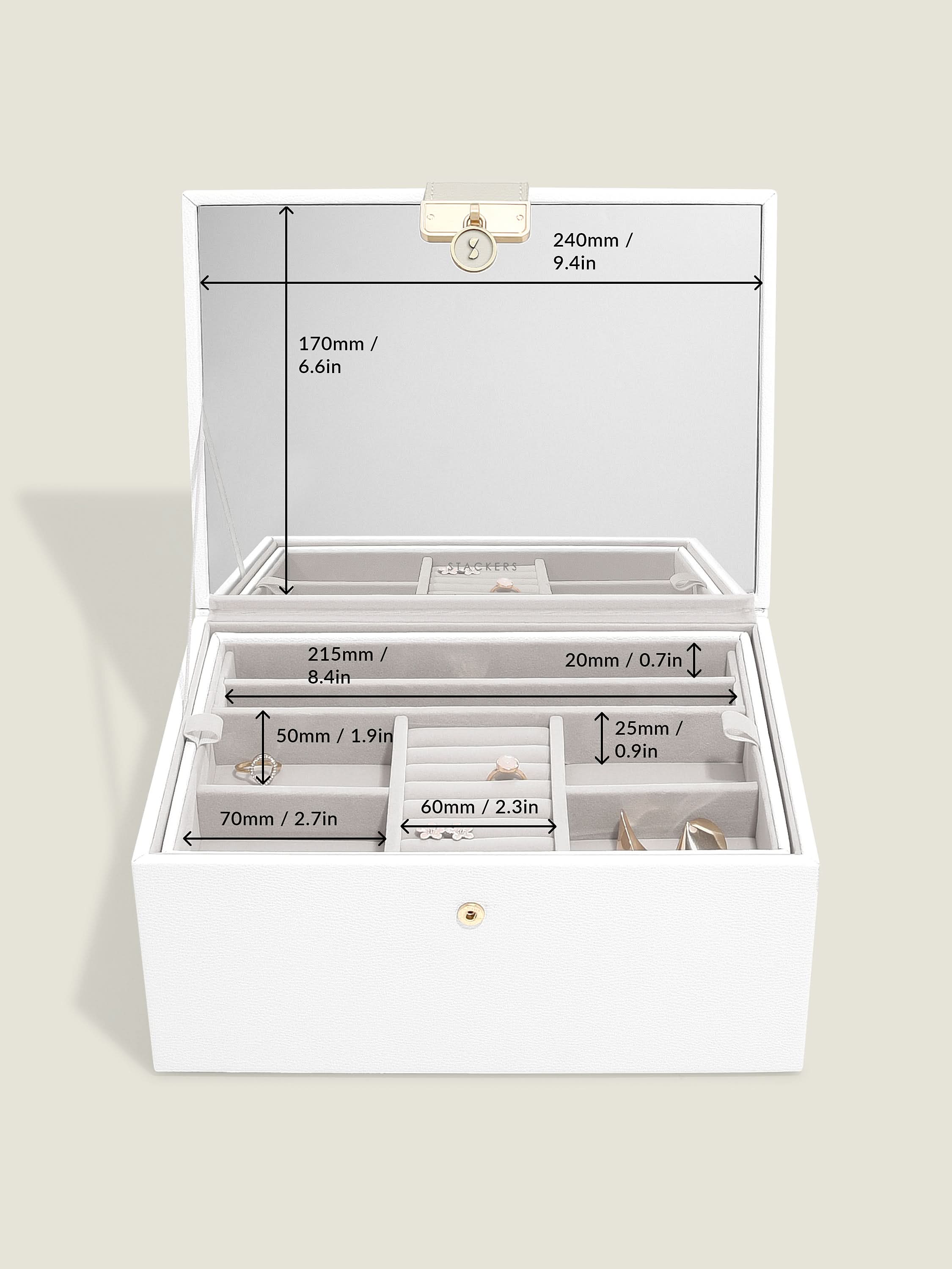 Stackers Luxe Klassieke Juwelendoos Wit - Mystackers