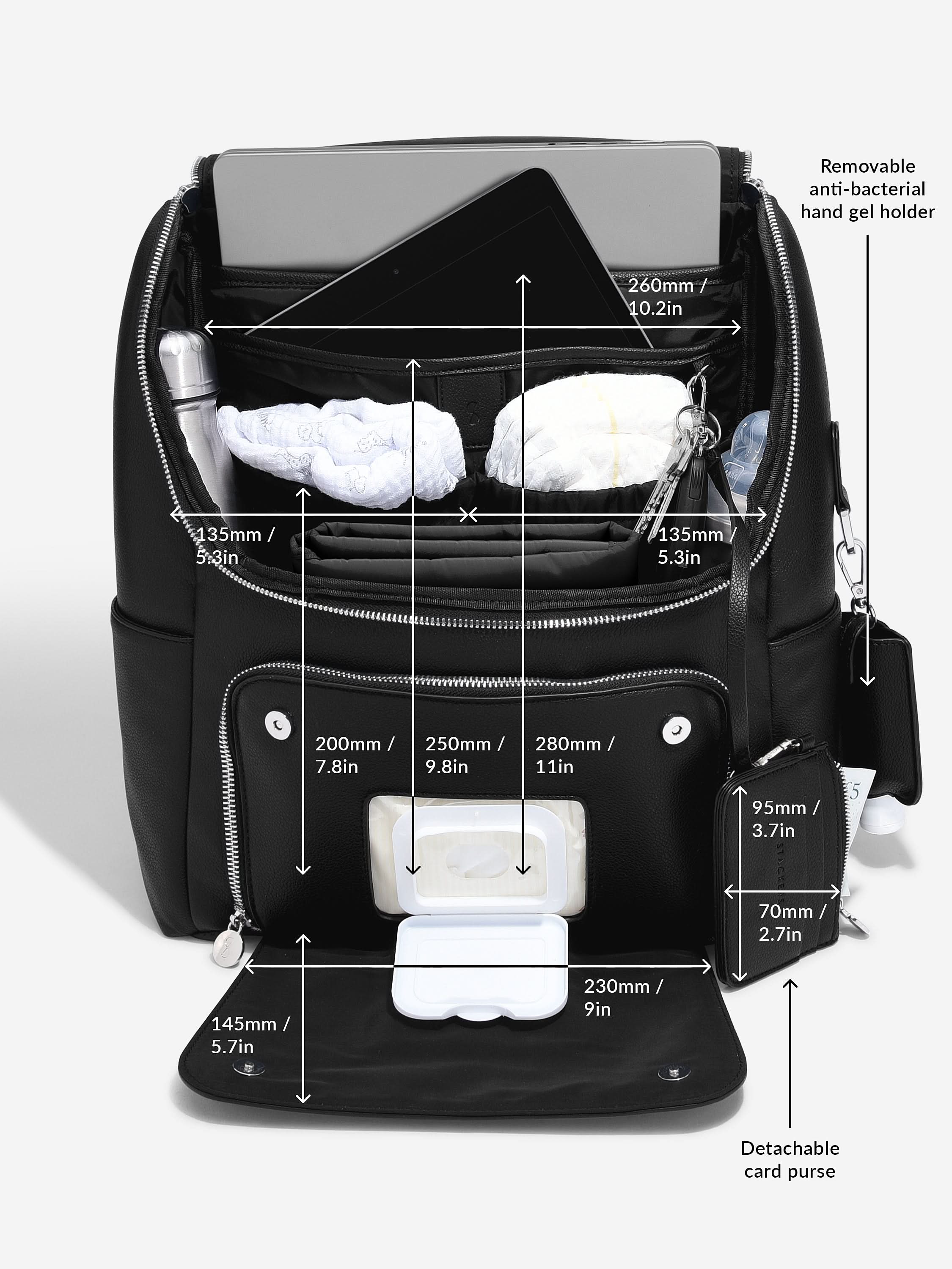 Stackers Diaper Bag Black