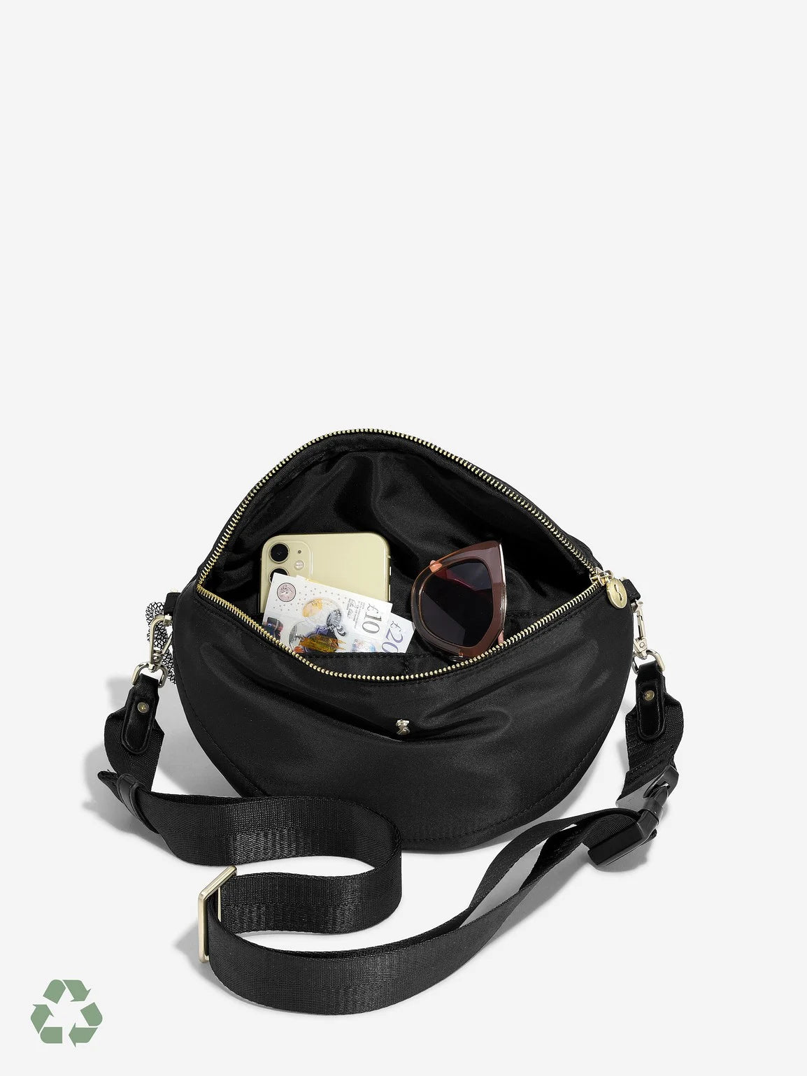 Stackers Recycled Nylon Bumbag Black