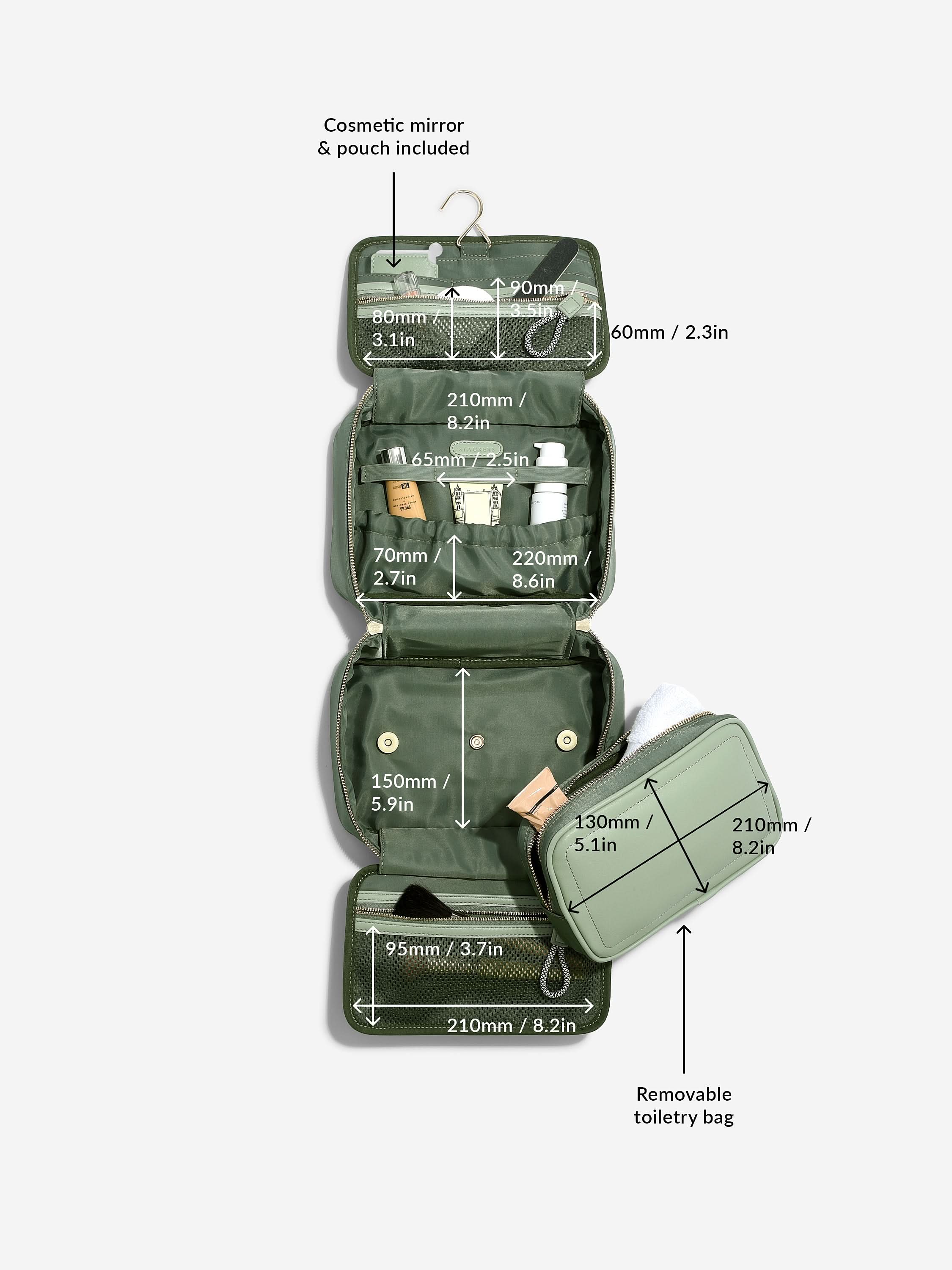 Stackers hangende Toilettas van Gerecycled Nylon Groen - Mystackers