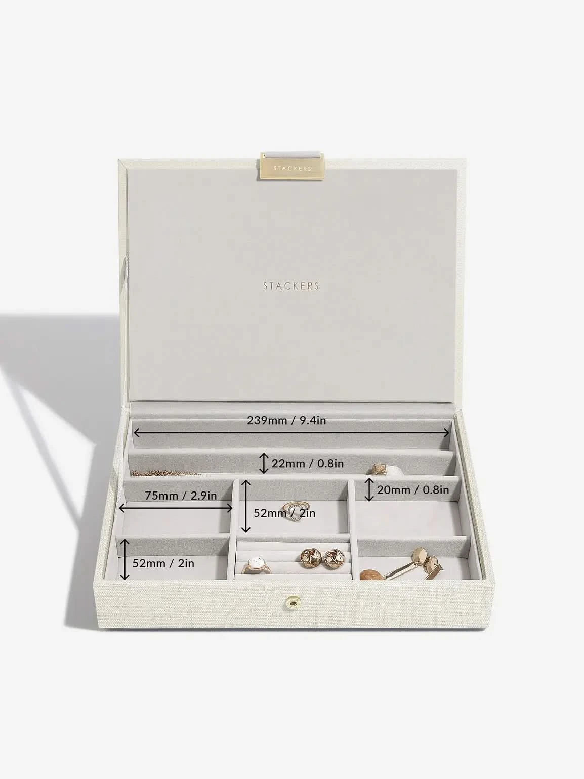 Stackers Deksel voor Klassieke Juwelendoos Havermout & Linnen - Mystackers