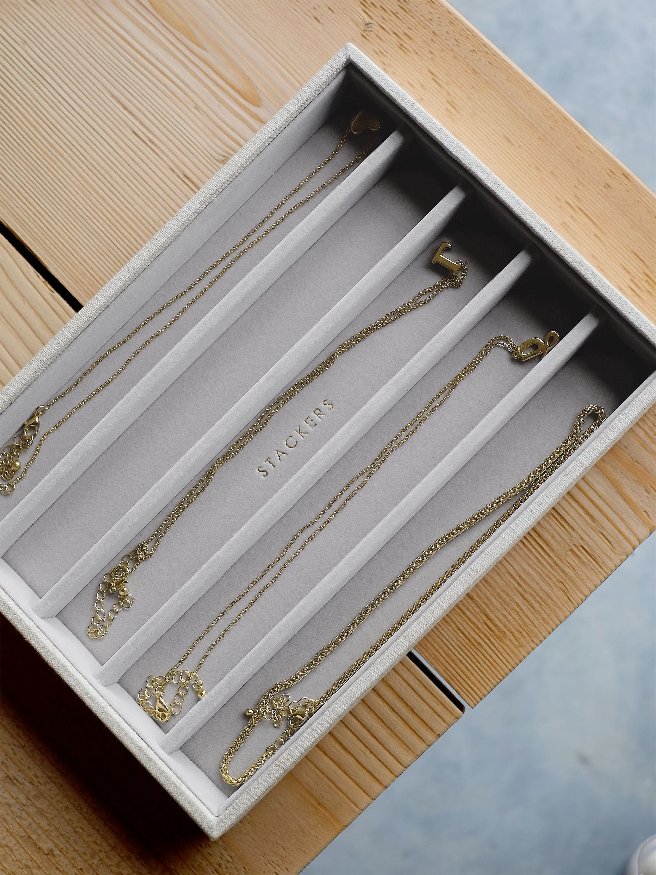 Stackers Halskettingenlaag voor Klassieke Juwelendoos Havermout & Linnen - Mystackers