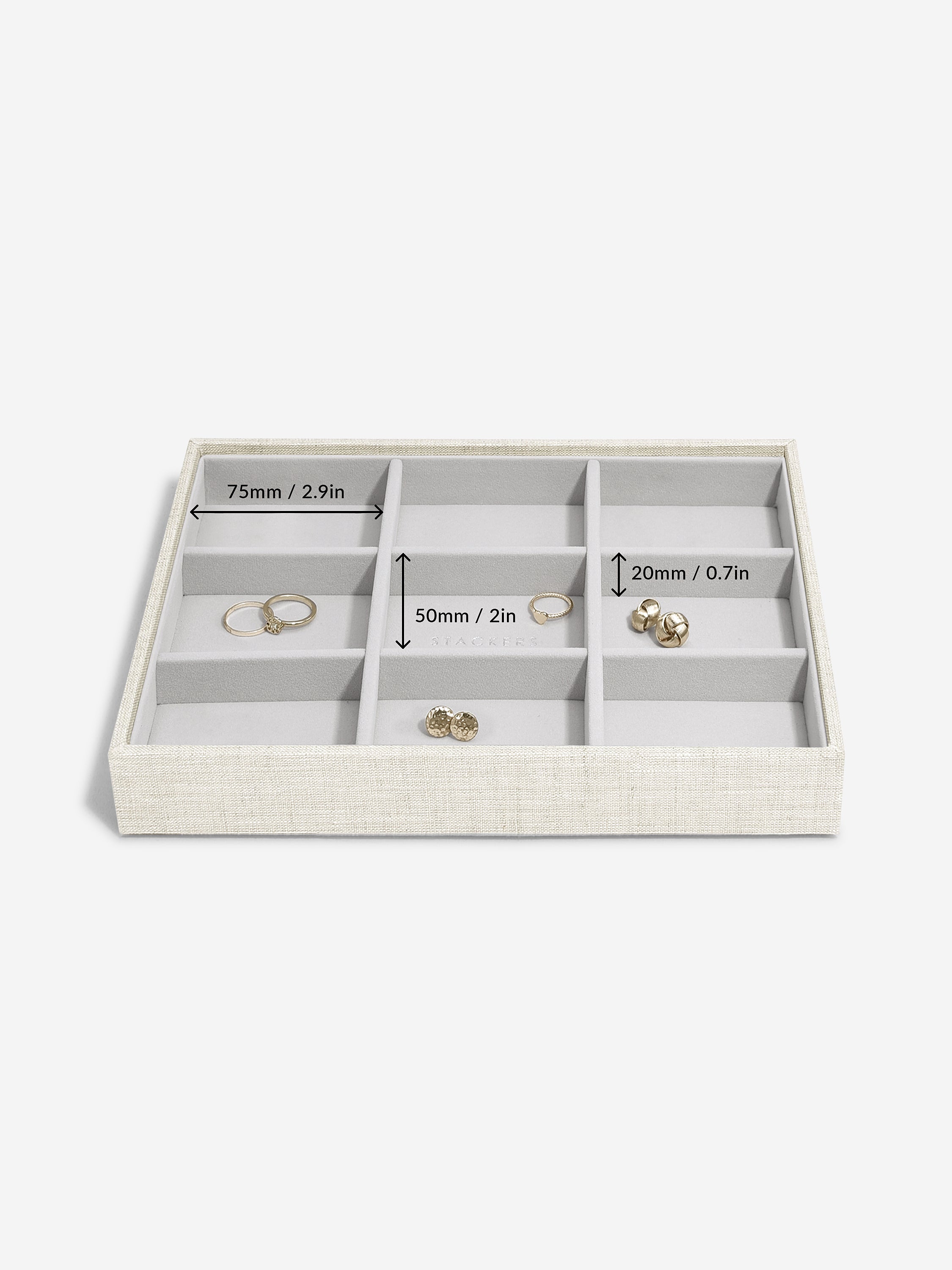 Stackers Standard Jewellery Layer for Classic Jewellery Box Oatmeal & Linen