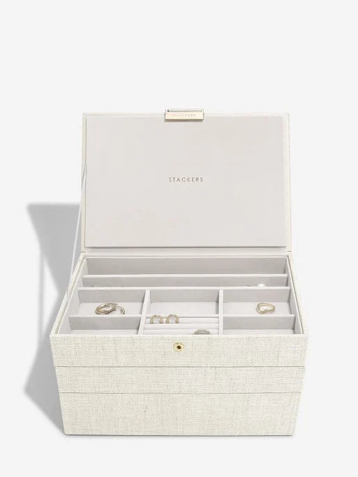 Stackers Classic Jewellery Box Set of 3 Oatmeal & Linen