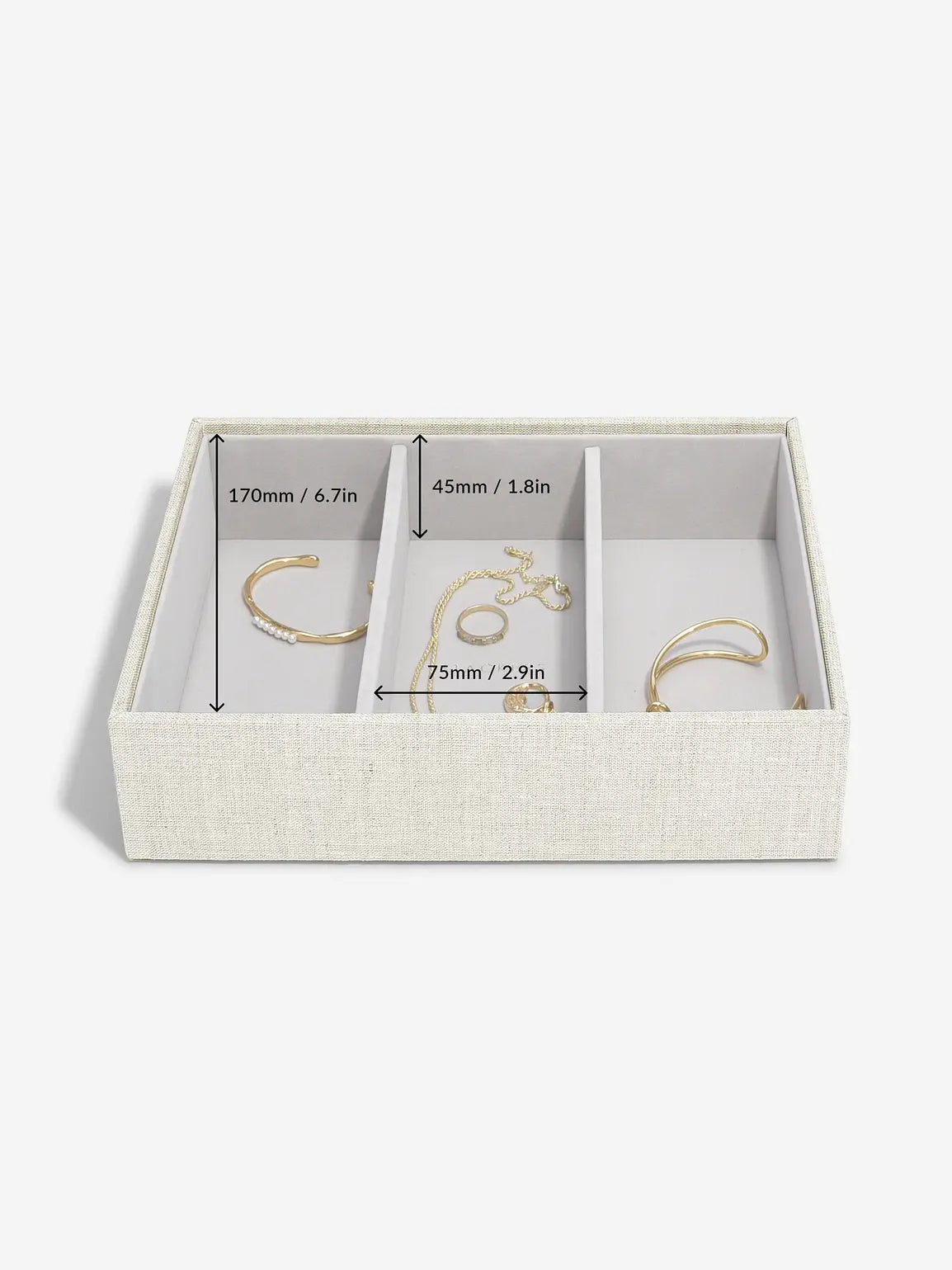 Stackers Classic Jewellery Box Set of 3 Oatmeal & Linen