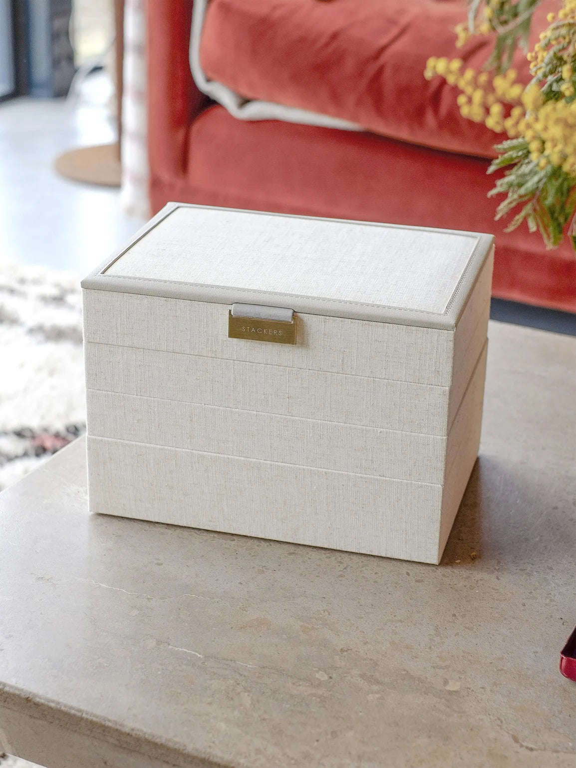 Stackers Classic Jewelry Box Ensemble de 4 Avoine et Lin