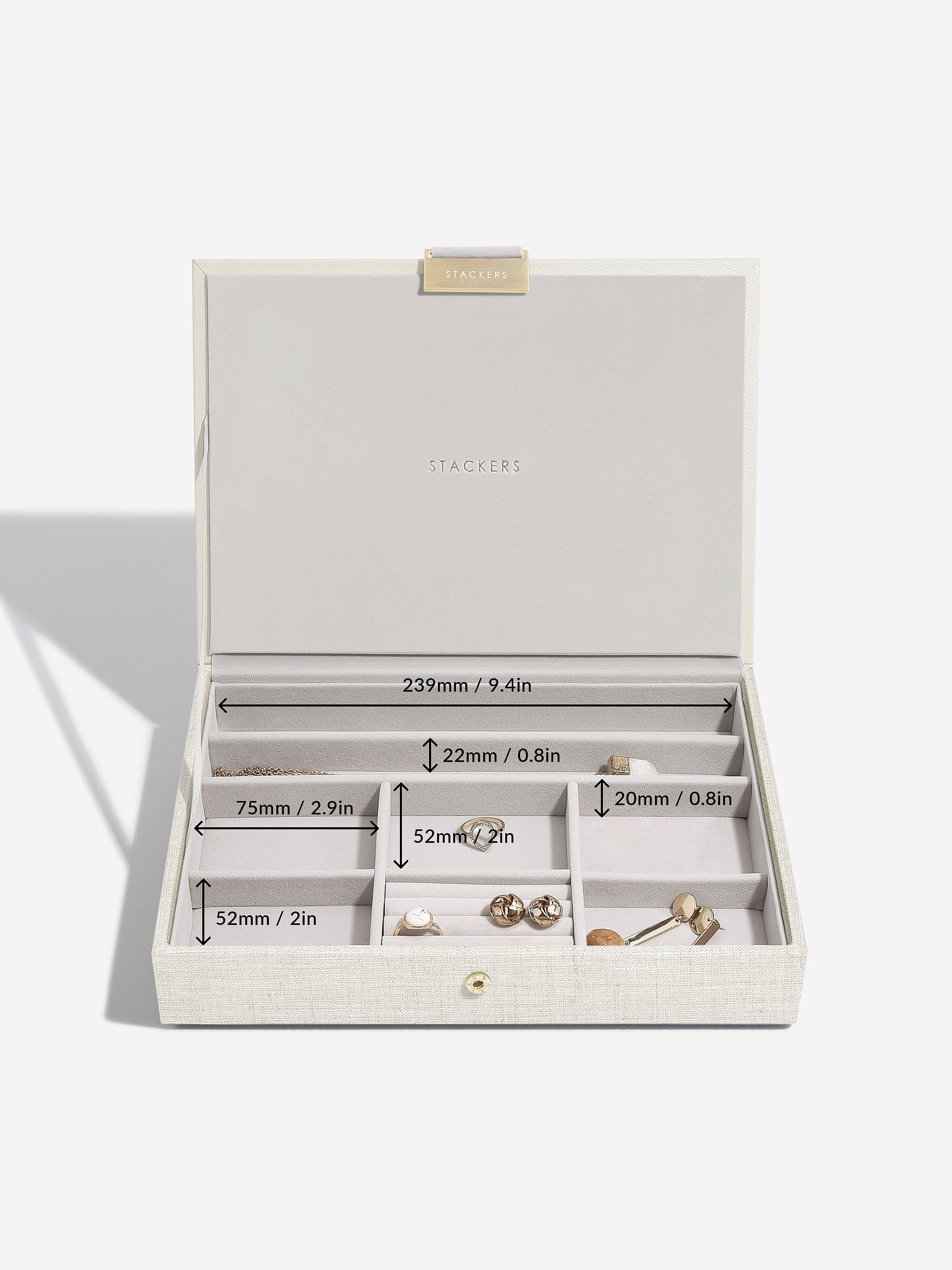 Stackers Klassieke Juwelendoos Set van 4 Havermout & Linnen - Mystackers