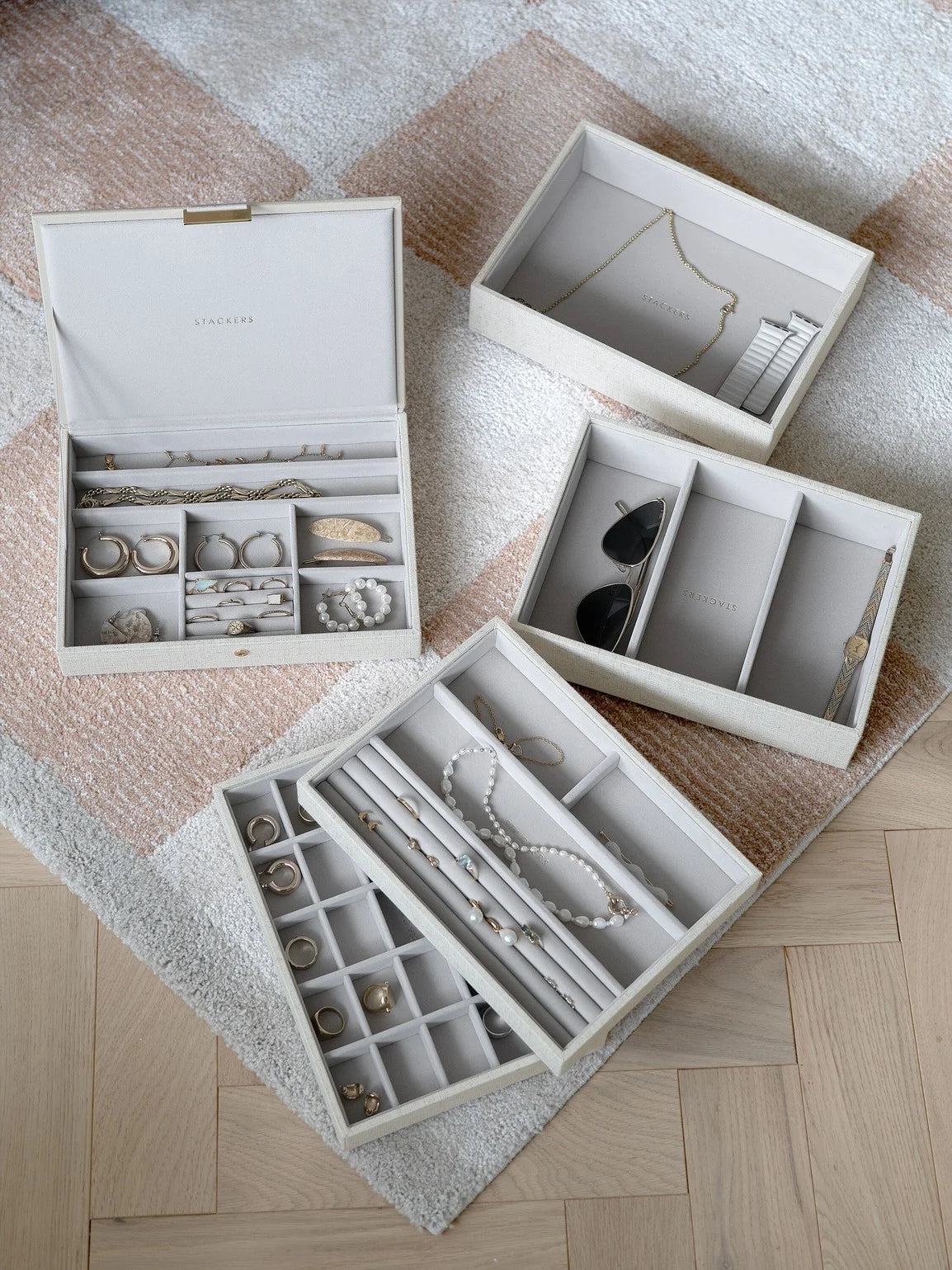 Stackers Classic Jewelry Box Ensemble de 5 Avoine et Lin