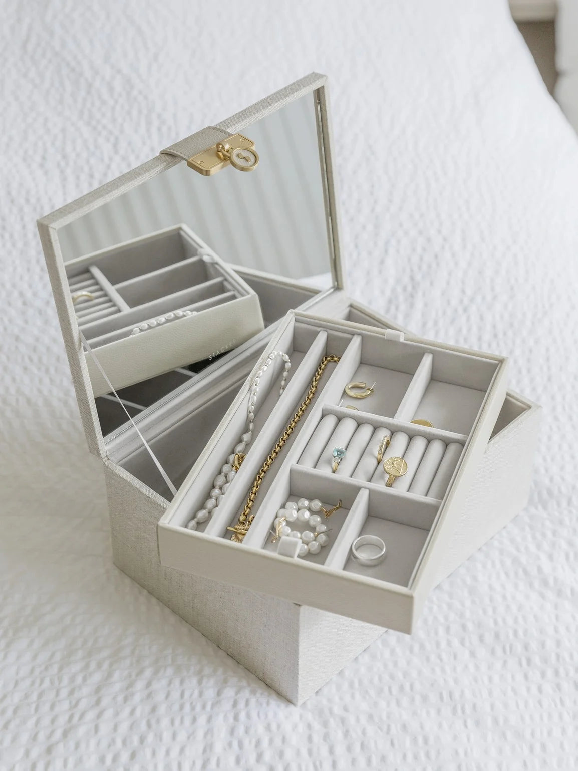 Stackers Luxe Klassieke Juwelendoos Havermout & Linnen - Mystackers