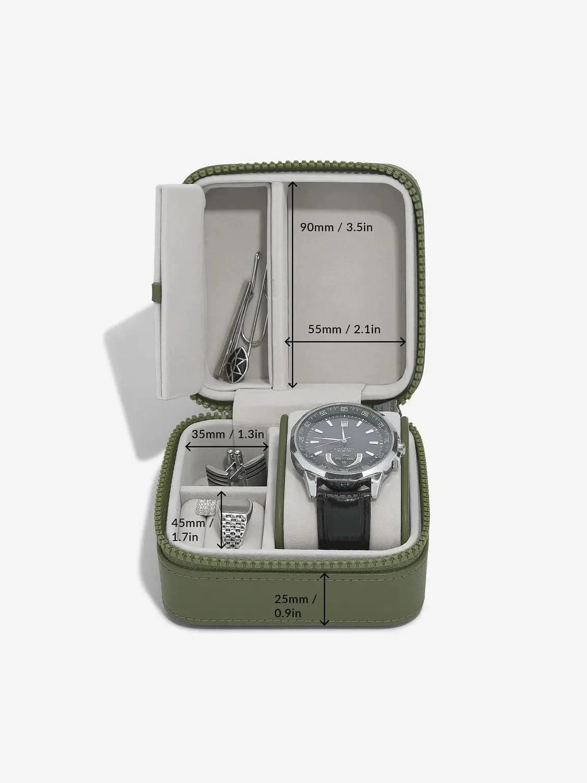 Stackers Horloge- & juwelenbox Groen Canvas - Mystackers