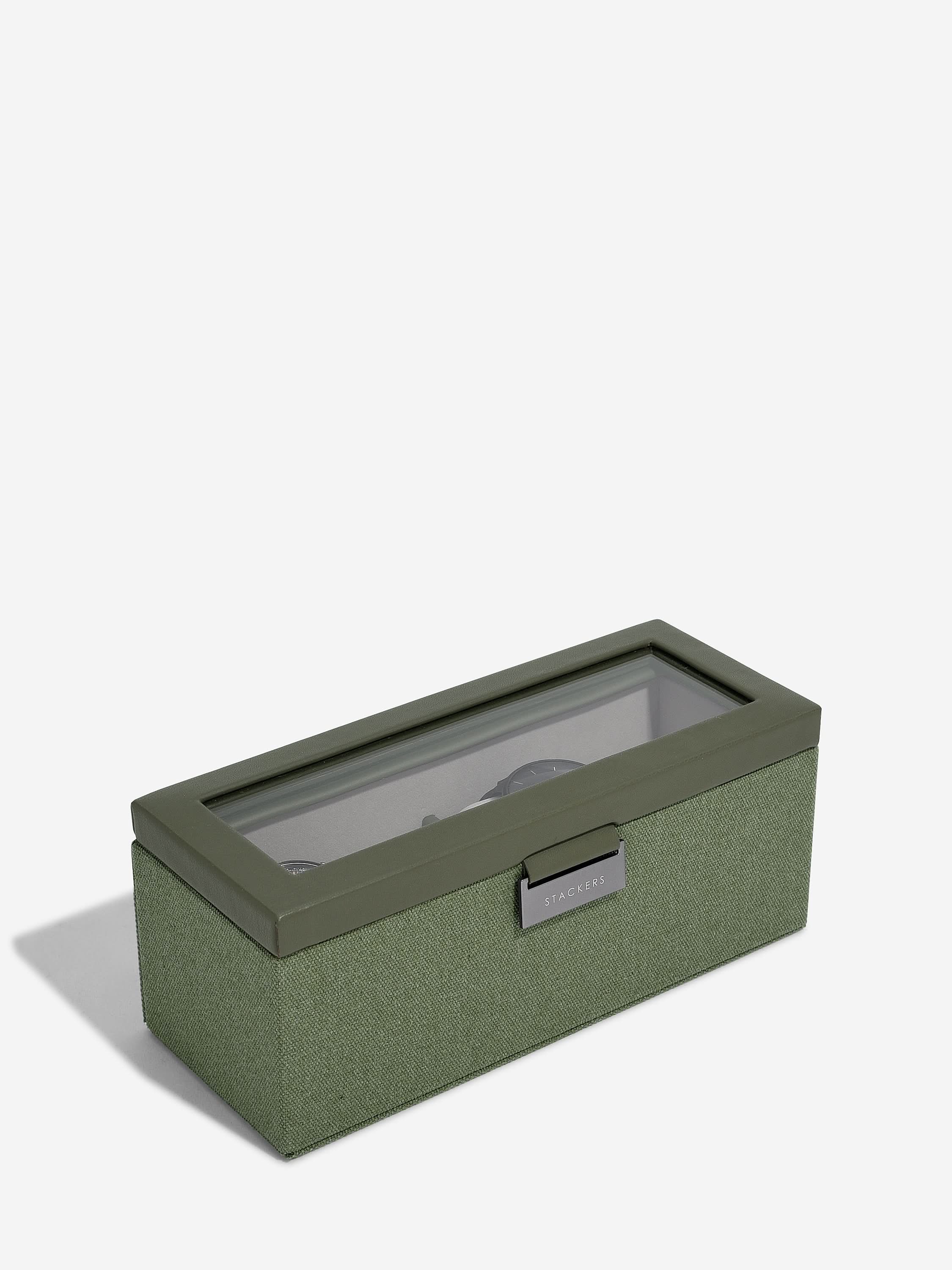 Stackers Vierdelige Horlogedoos Groen Canvas - Mystackers