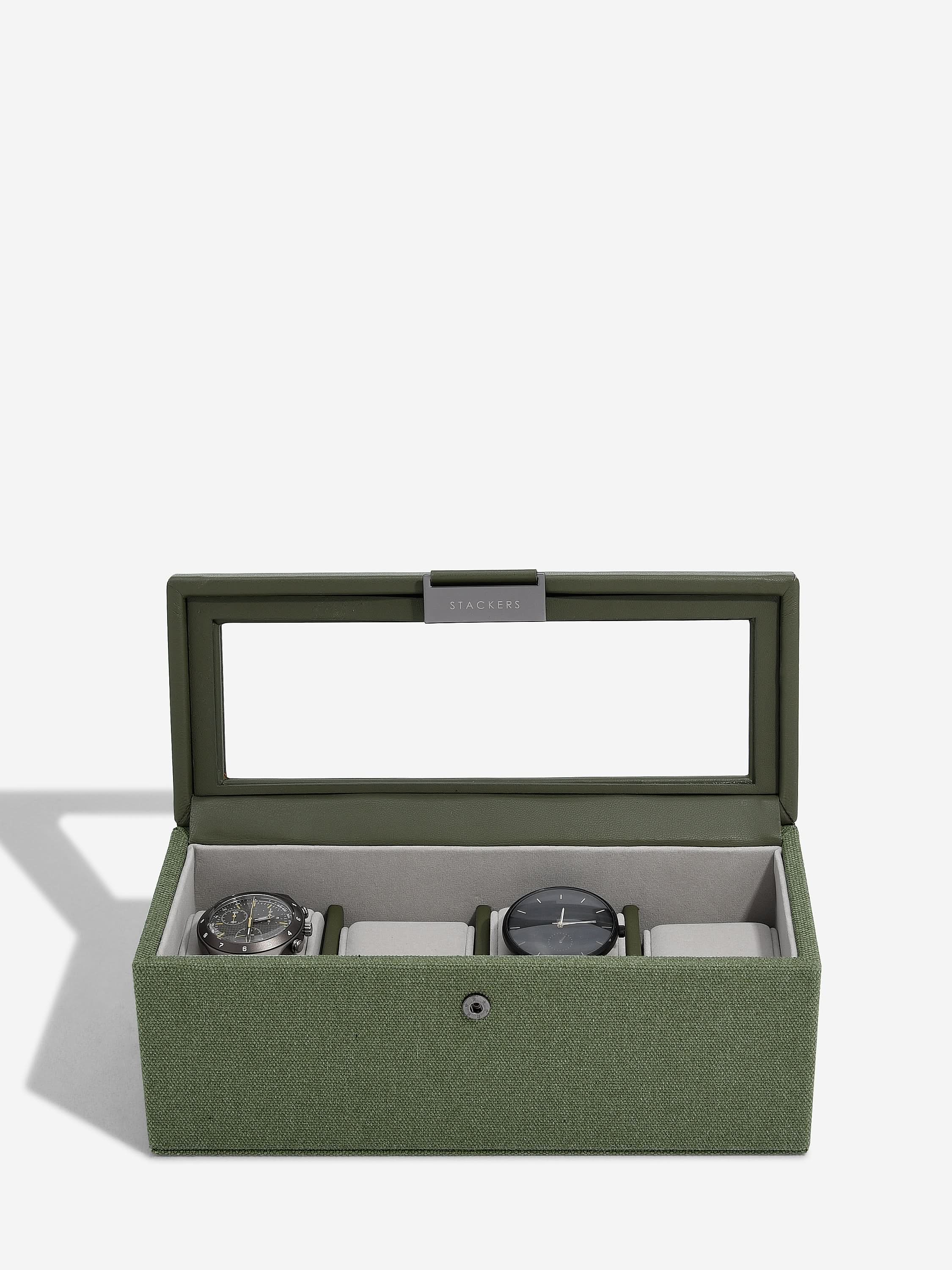 Stackers Four-Piece Watch Box Green Canvas