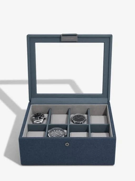 Stackers Achtdelige Horlogebox Marineblauw Canvas - Mystackers
