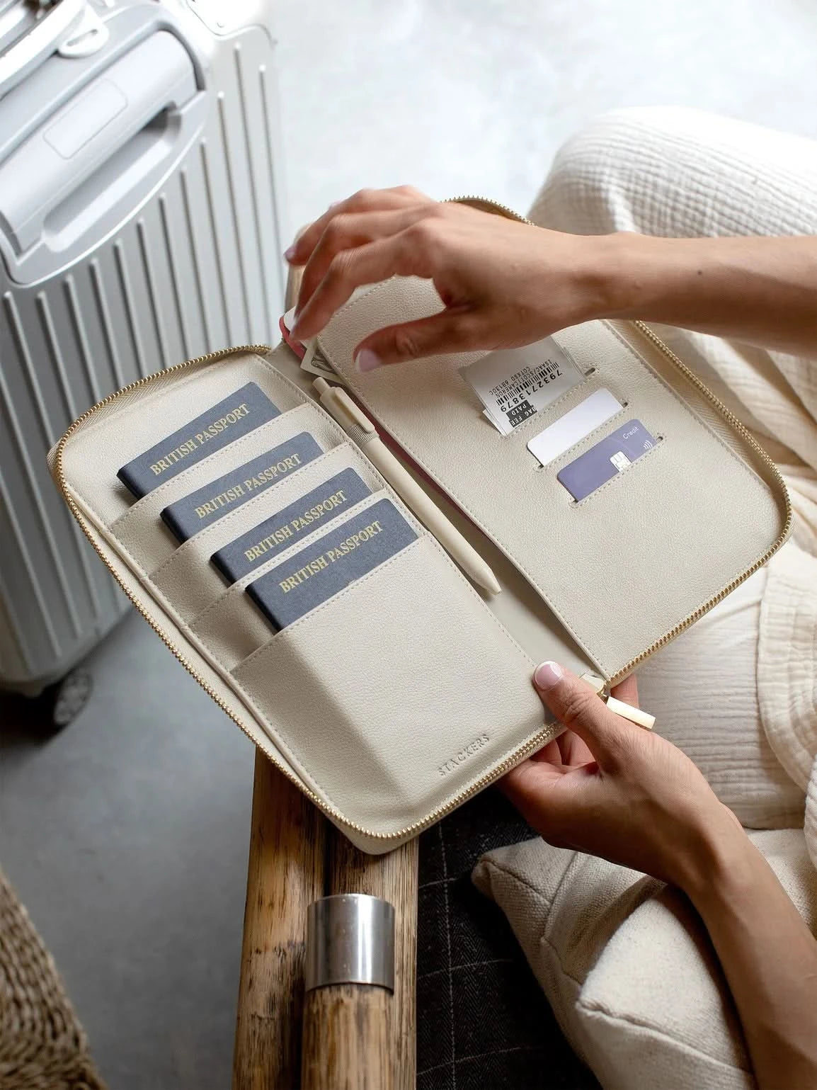 Stackers Paspoorthouder voor Familie Havermout & Linnen - Mystackers