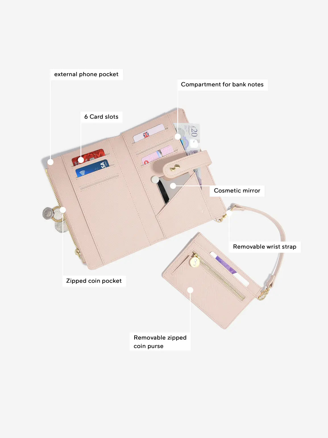 Stackers Large Purse Pink