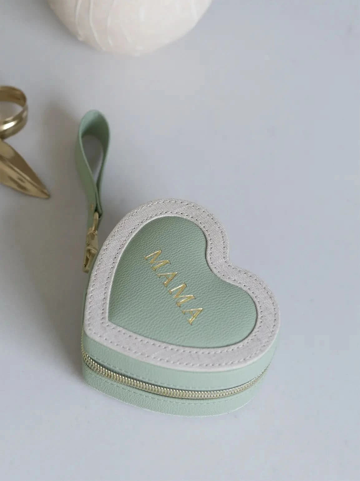 Stackers Mama Heart Travel Jewellery Box Green
