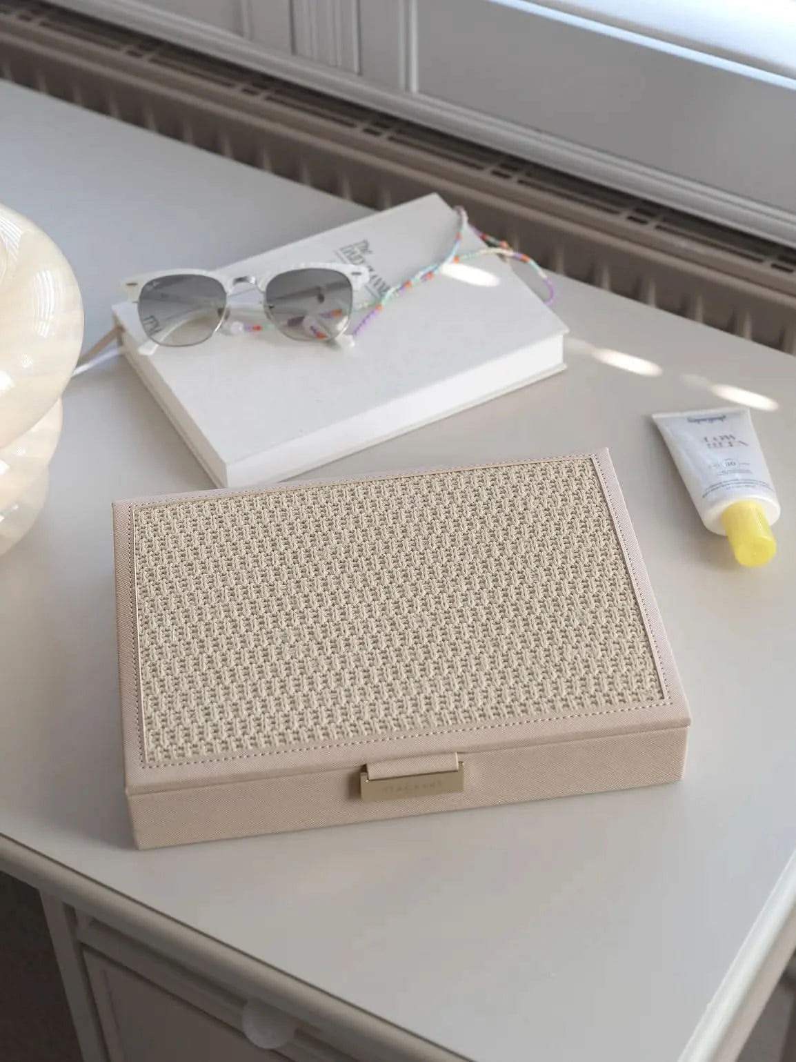 Stackers Deksel voor Klassieke Juwelendoos Roze Raffia - Mystackers