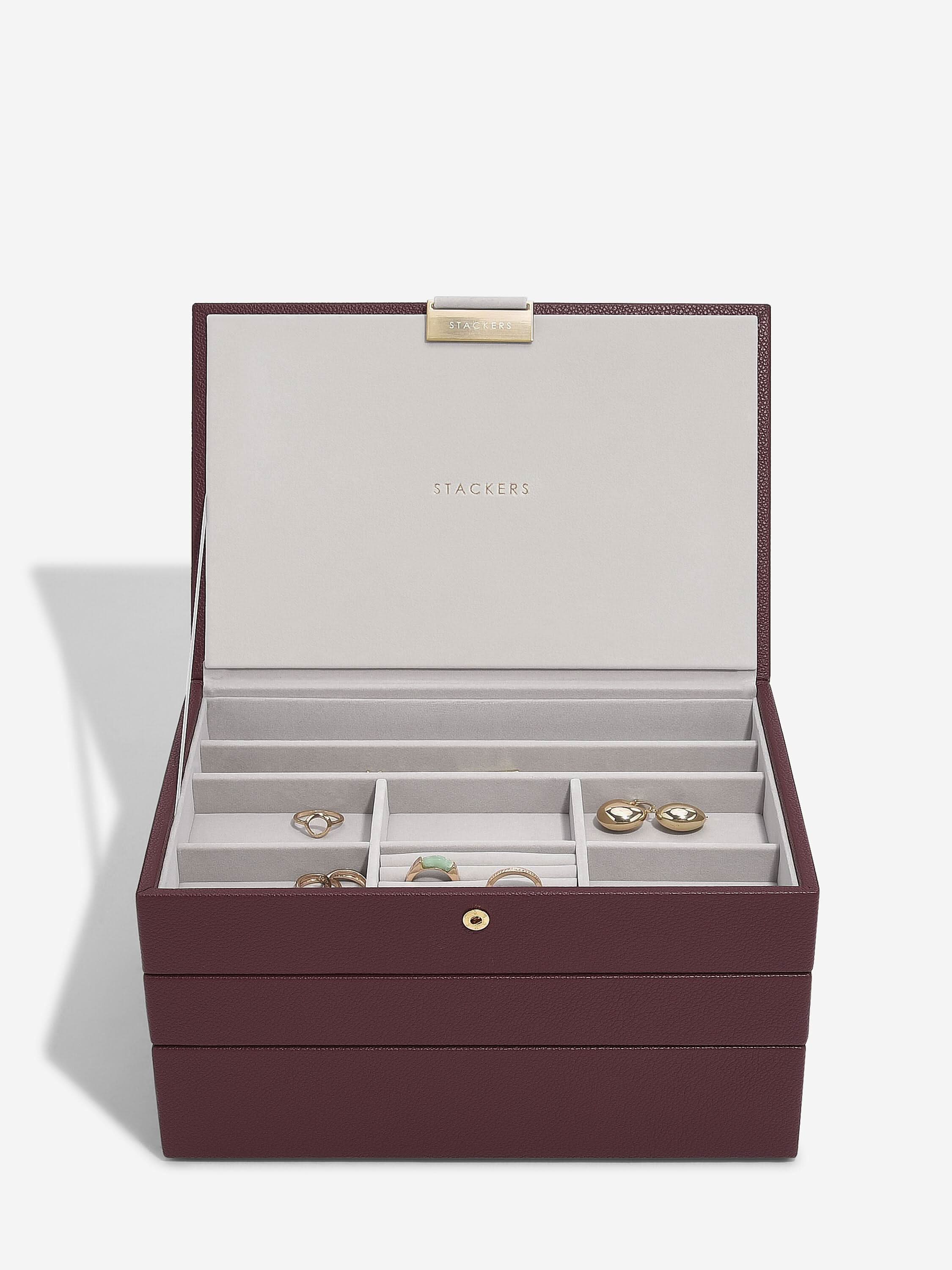 Stackers Classic Jewellery Box Set of 3 Burgundy