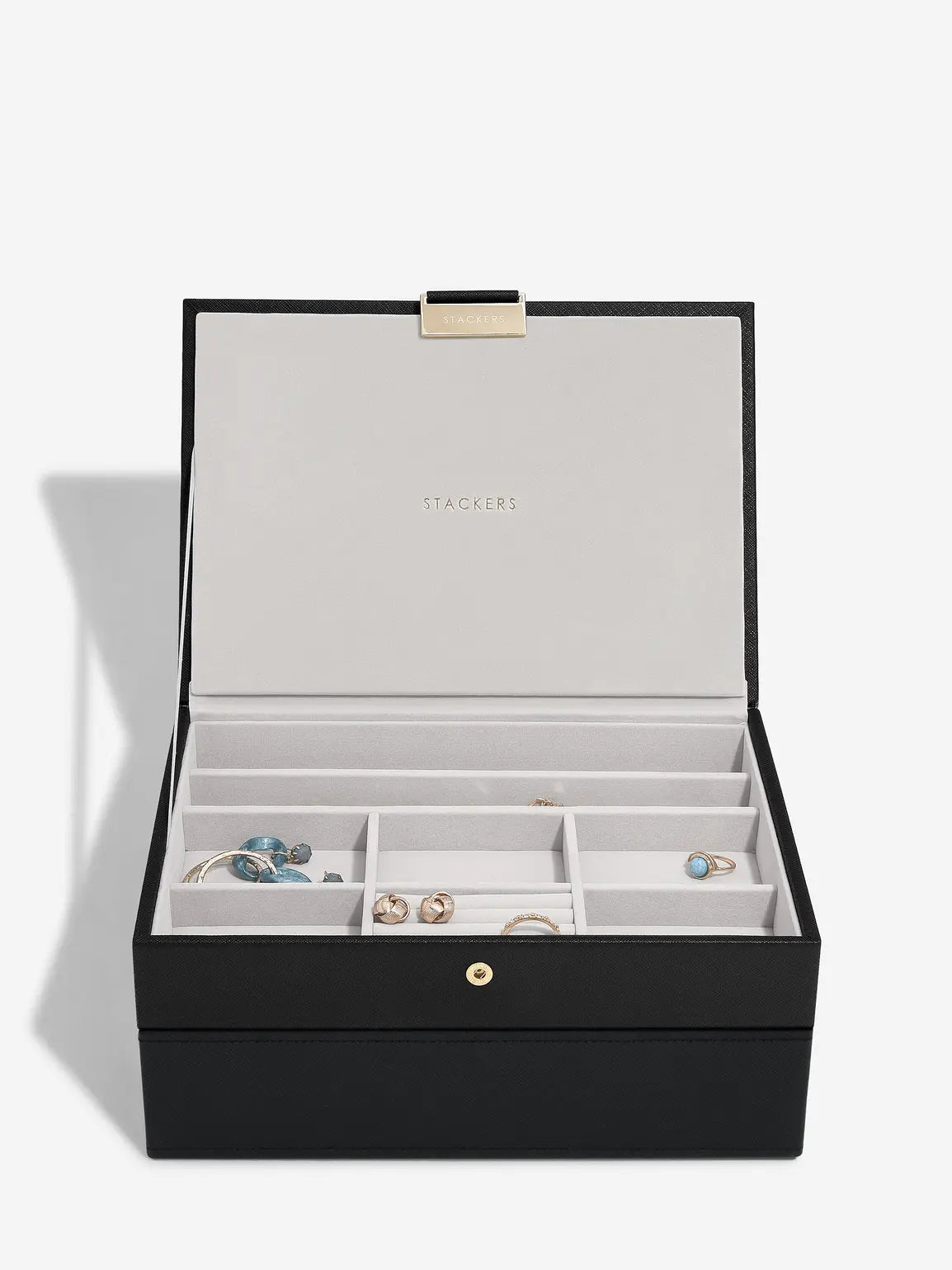 Stackers Classic Boîte à Bijoux Lot de 2 Noir Raffia