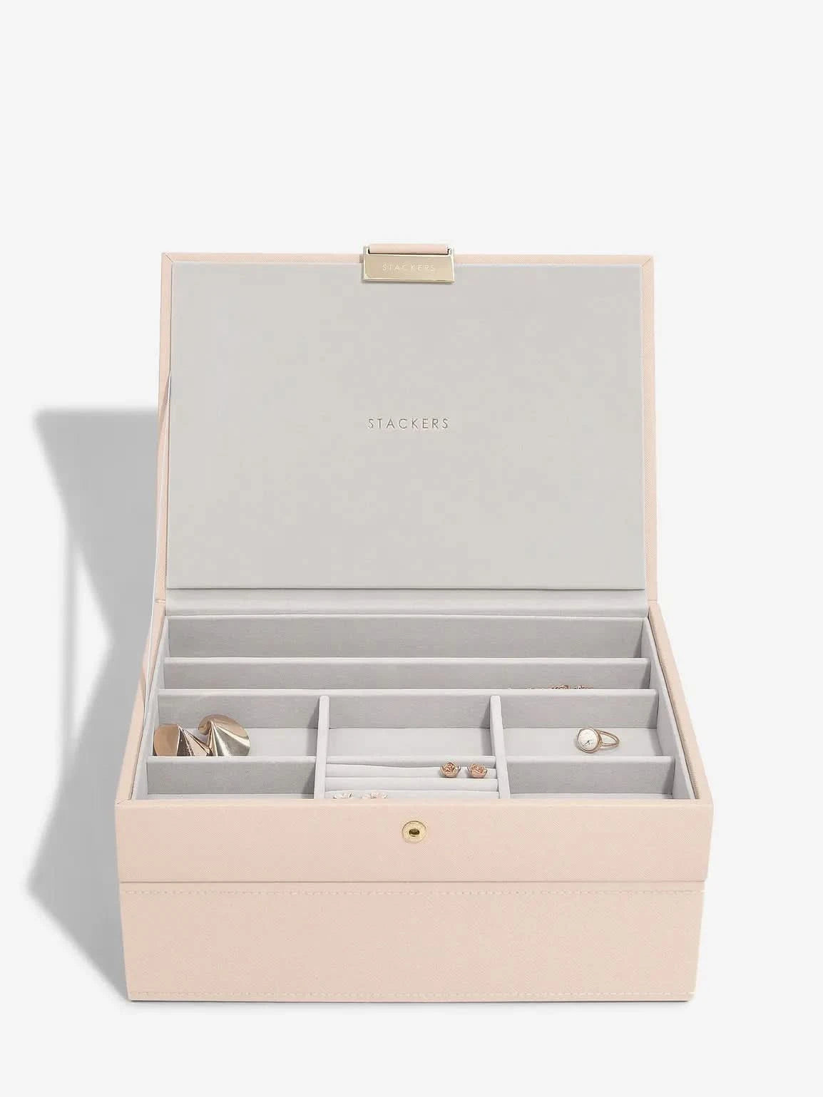 Stackers Classic Jewellery Box Set of 2 Pink Raffia