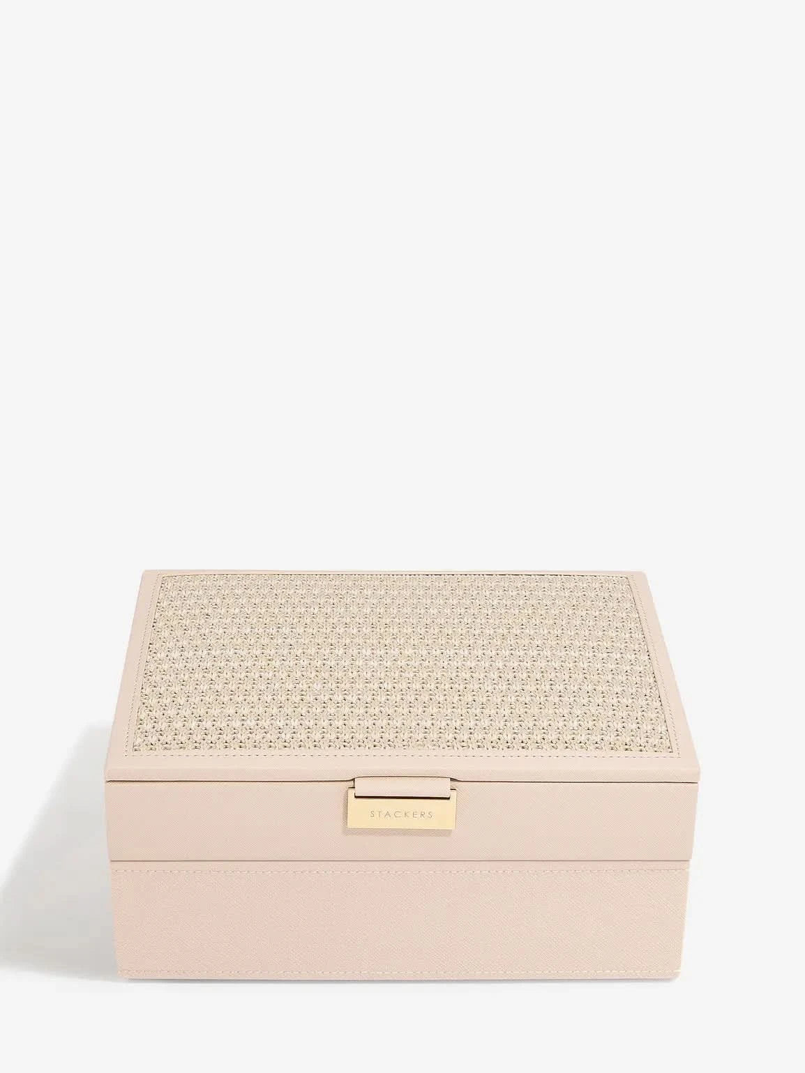 Stackers Classic Jewellery Box Set of 2 Pink Raffia