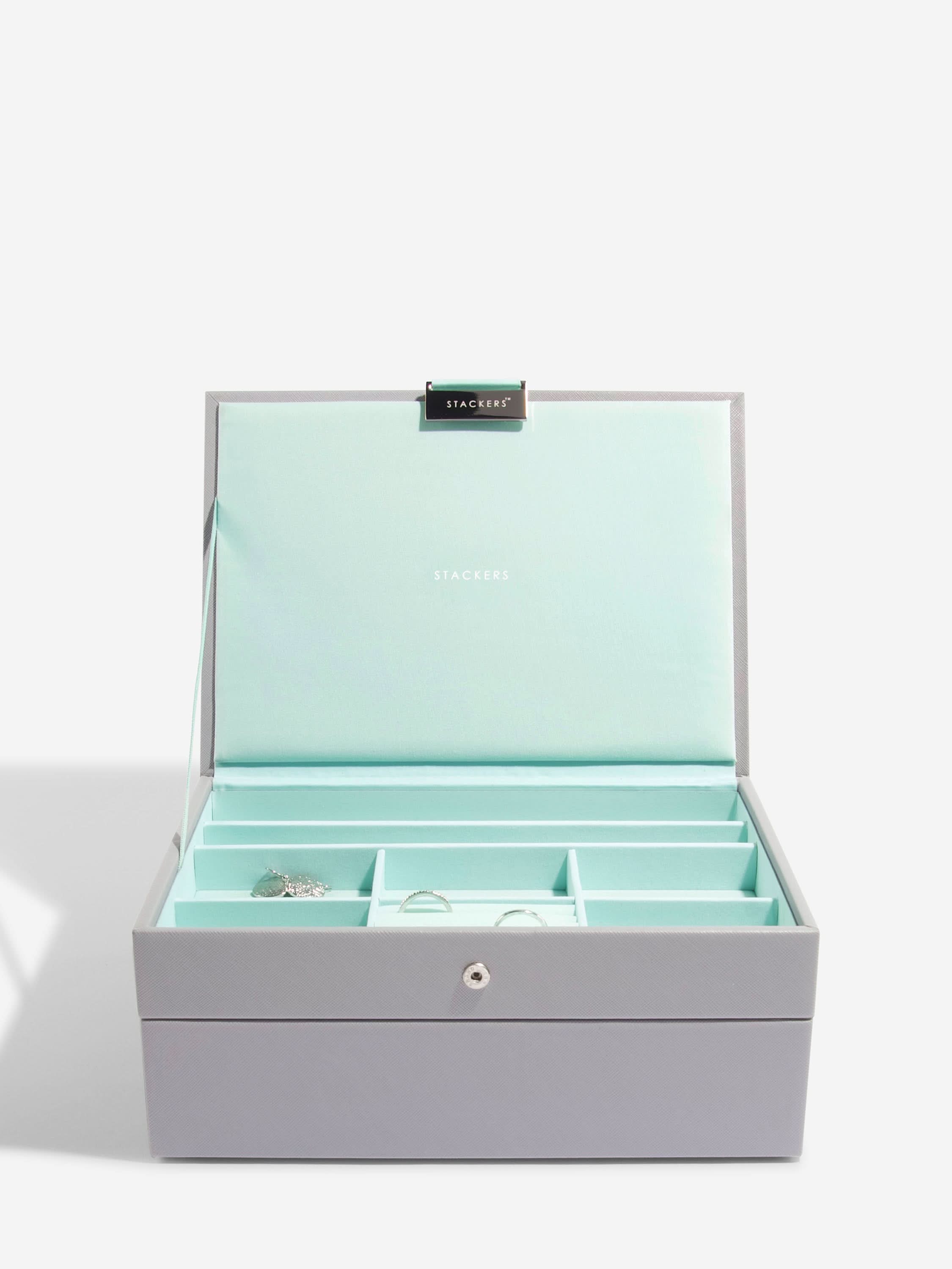 Stackers Classic Jewellery Box Set of 2 Grey & Mint