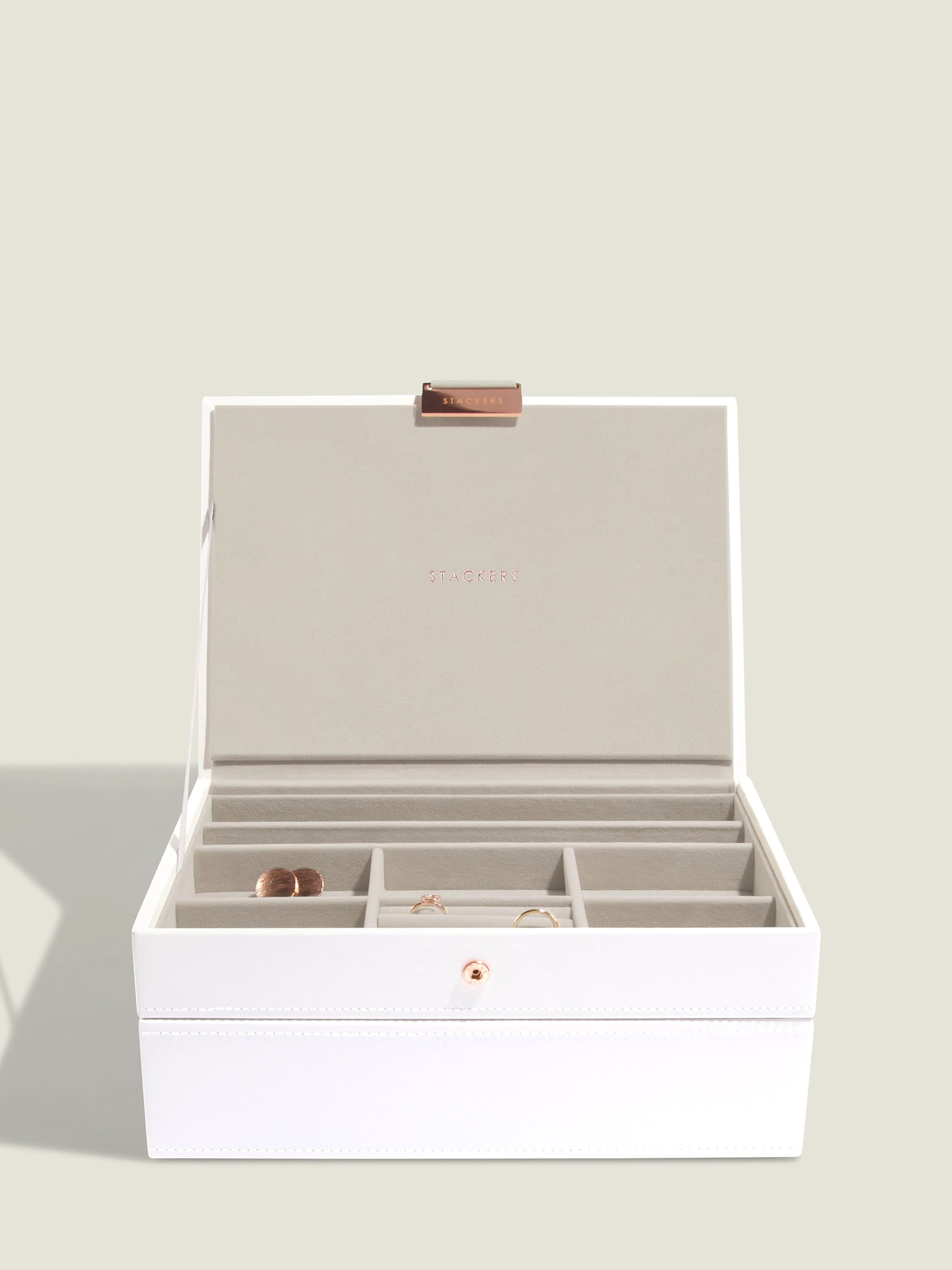 Stackers Classic Jewellery Box Set of 2 White & Rose Gold