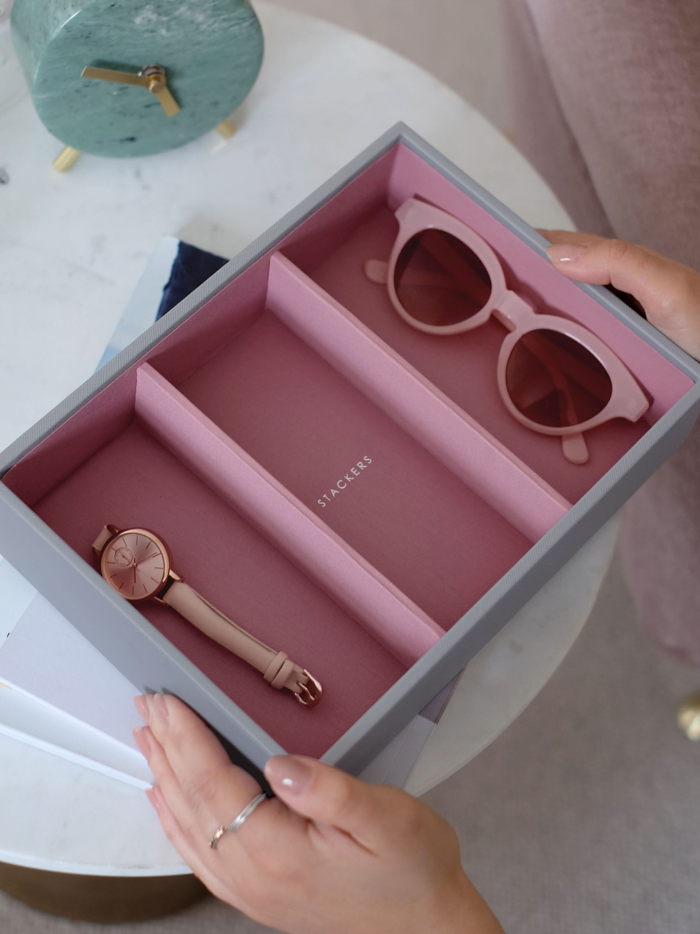 Stackers Klassieke Juwelendoos Set van 2 Grijs & Roze - Mystackers