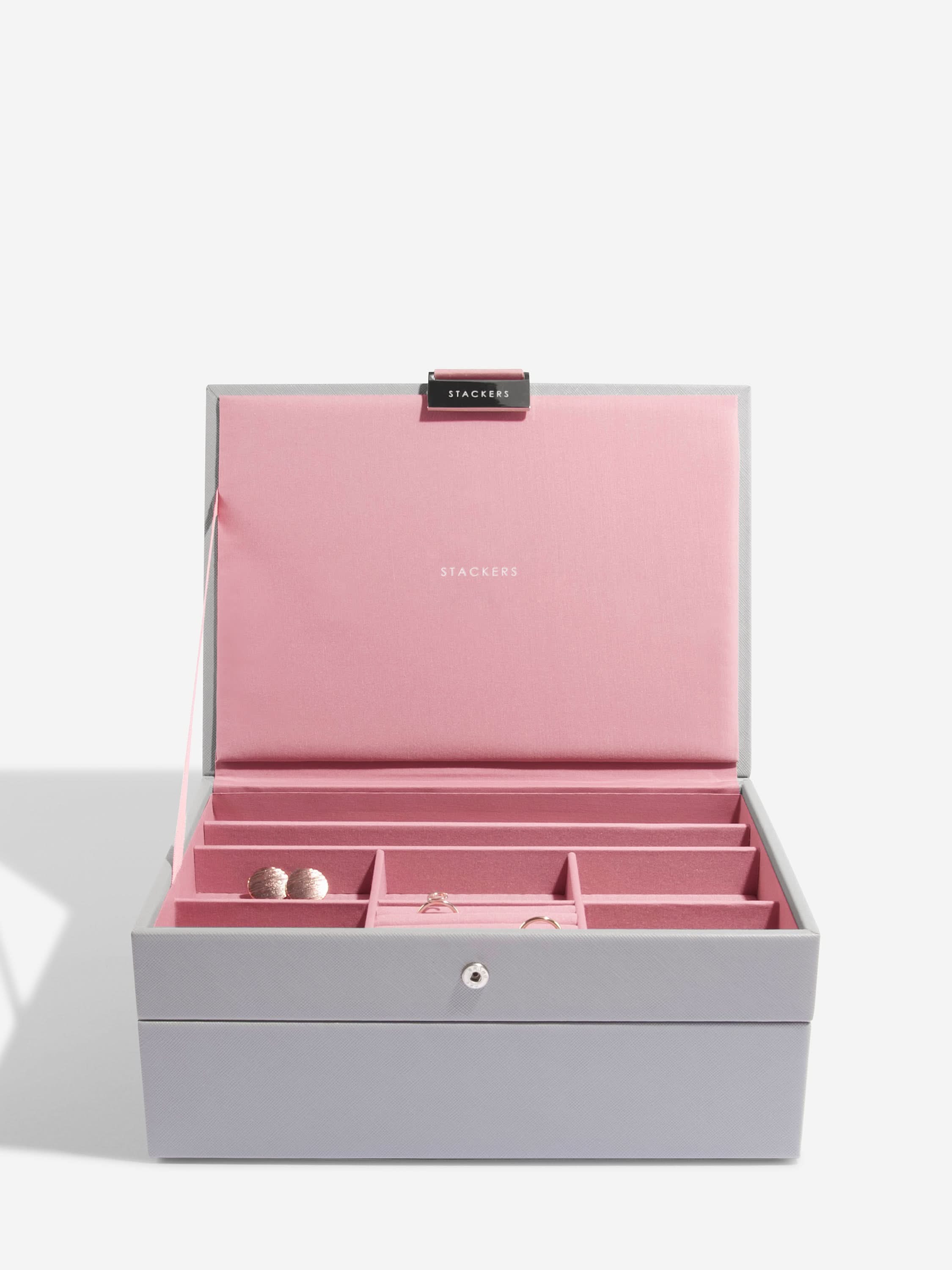 Stackers Classic Jewellery Box Set of 2 Grey & Pink