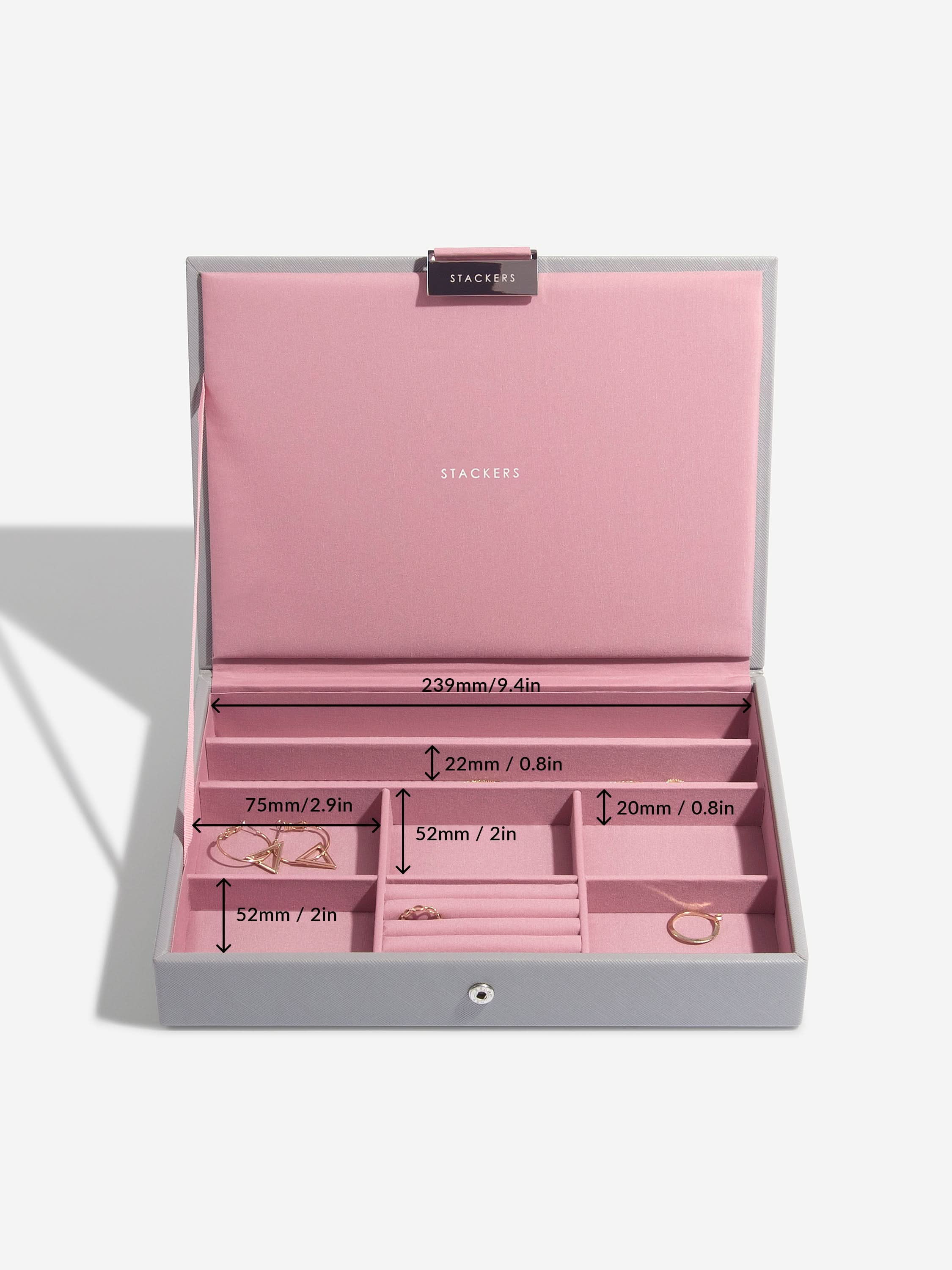 Stackers Klassieke Juwelendoos Set van 2 Grijs & Roze - Mystackers