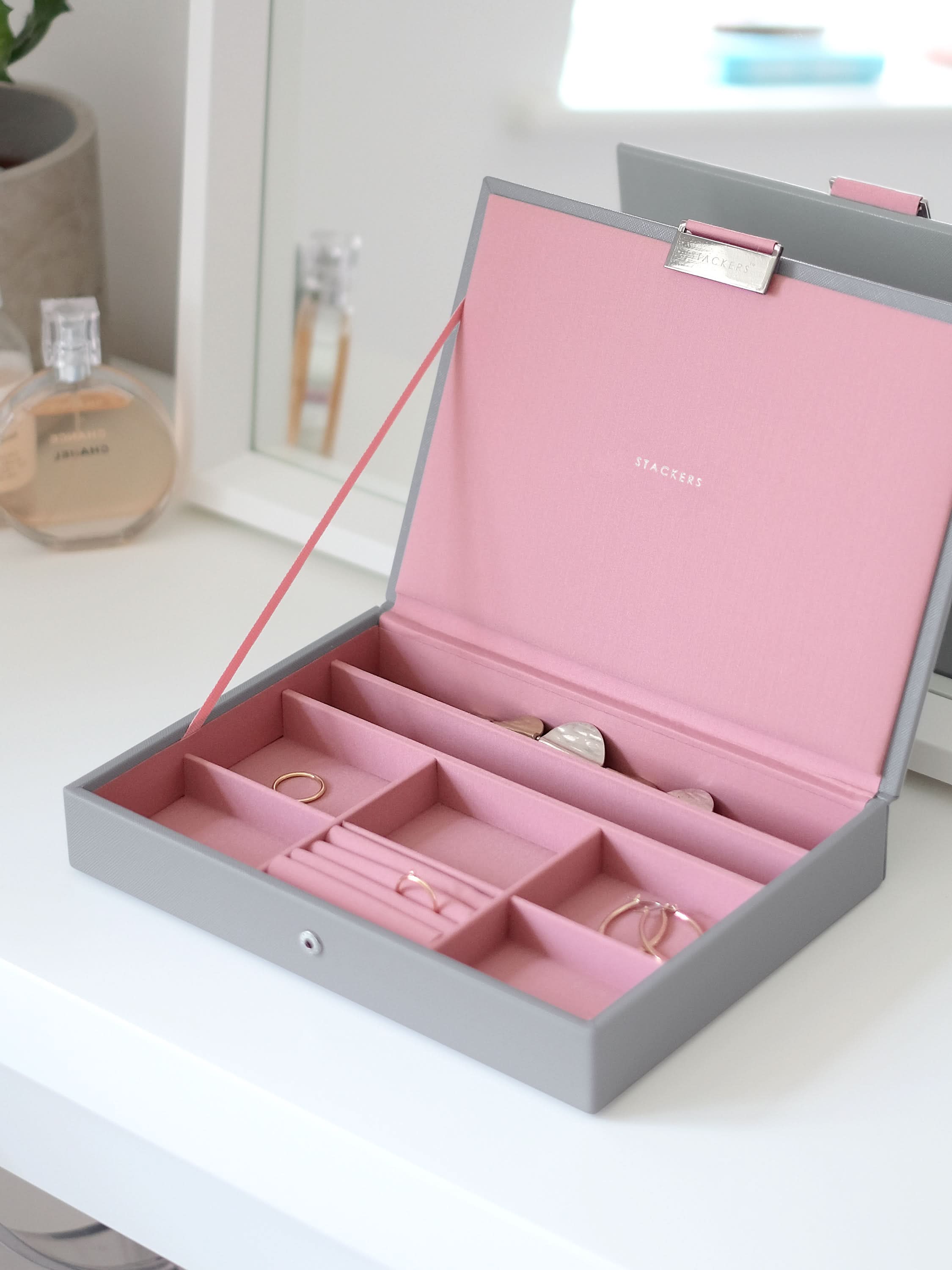 Stackers Classic Jewellery Box Set of 2 Grey & Pink
