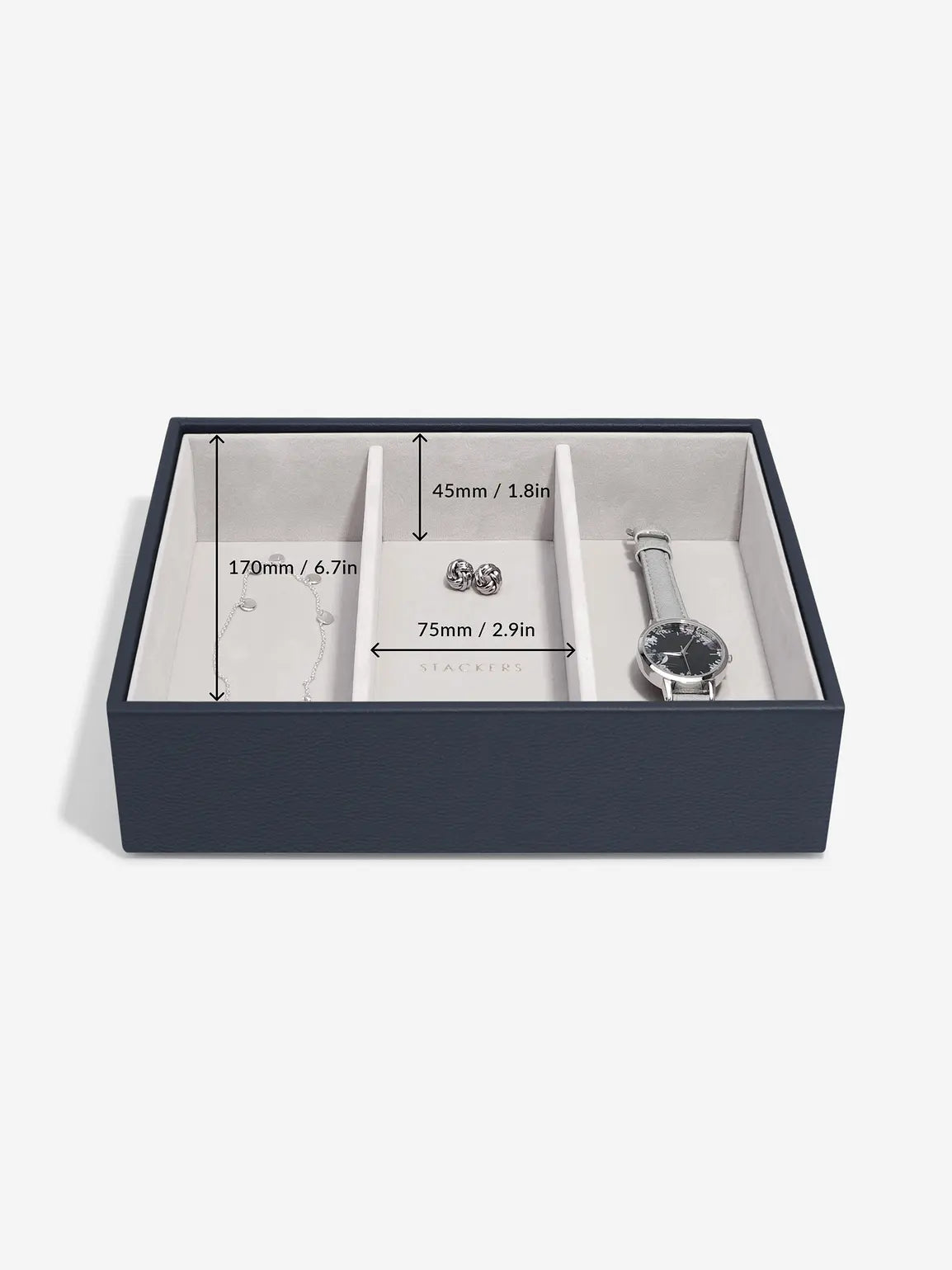 Stackers Watch & Accessory Layer for Classic Jewellery Box Navy Blue