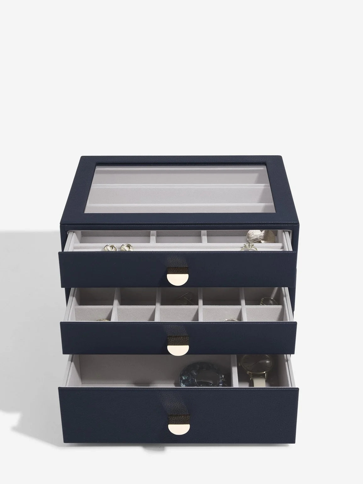 Stackers Klassieke Display Juwelendoos Set van 3 Marineblauw - Mystackers