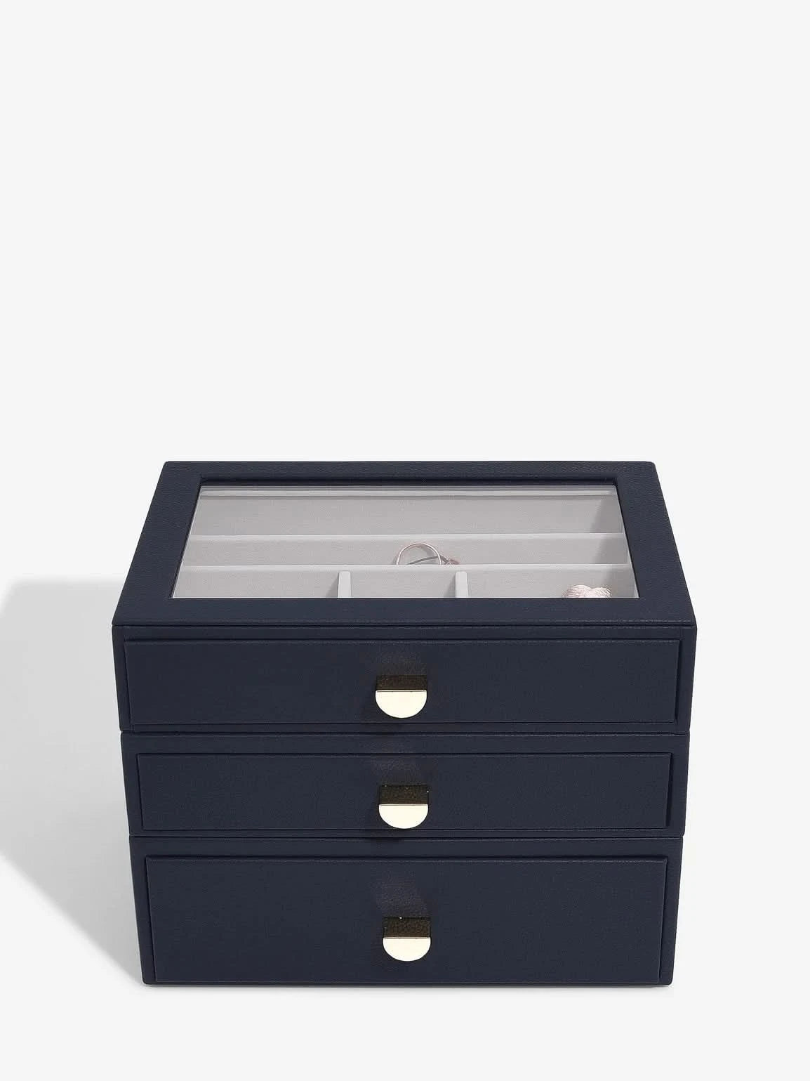 Stackers Klassieke Display Juwelendoos Set van 3 Marineblauw - Mystackers