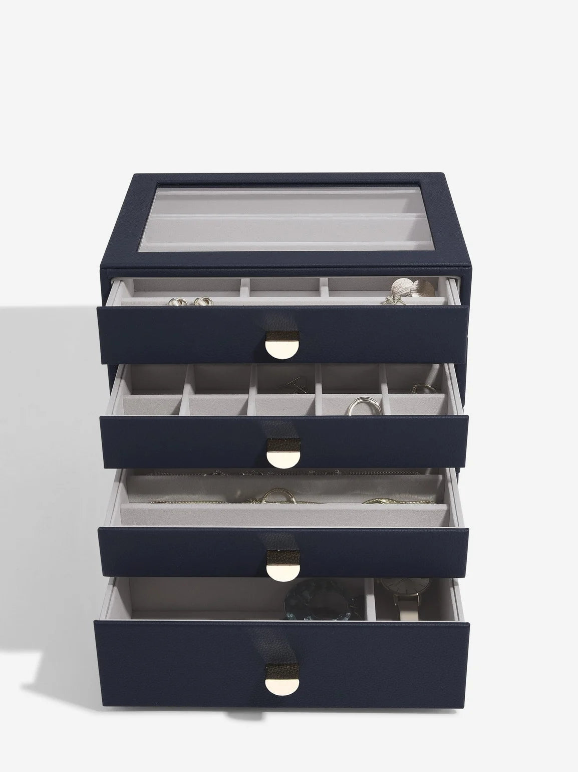Stackers Klassieke Display Juwelendoos Set van 4 Marineblauw - Mystackers
