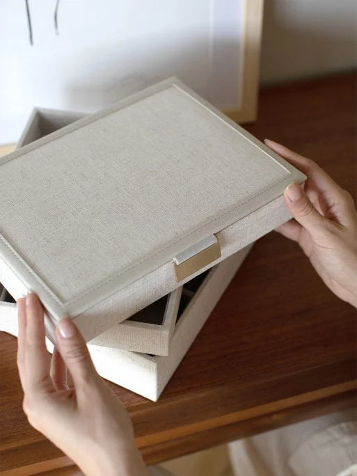 Stackers Classic Jewellery Box Set of 3 Oatmeal & Linen