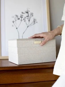 Stackers Classic Jewellery Box Set of 3 Oatmeal & Linen