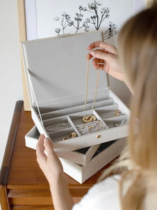 Stackers Classic Jewellery Box Set of 3 Oatmeal & Linen