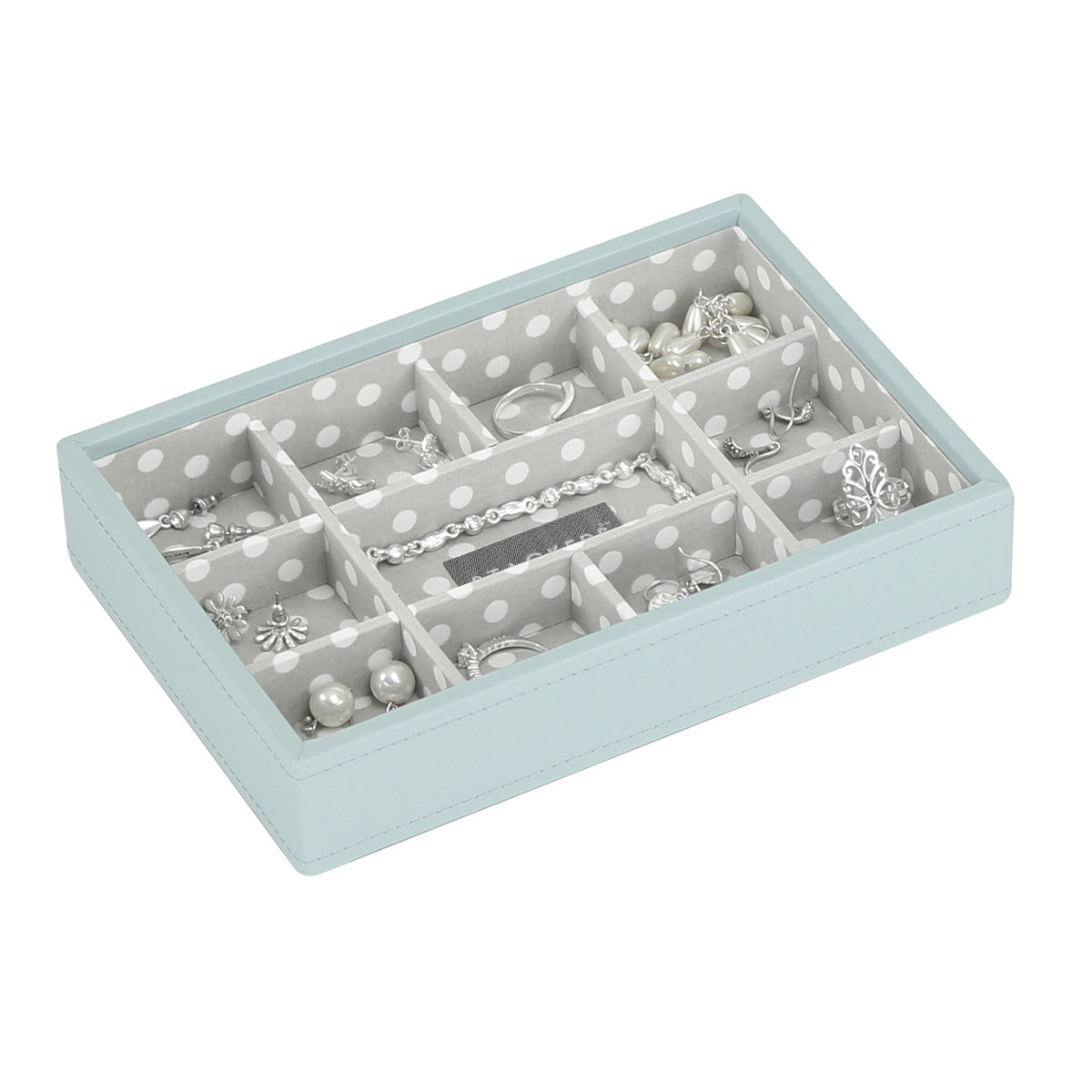 Stackers Mini Ring Layer Aqua/Grey with Polkadots