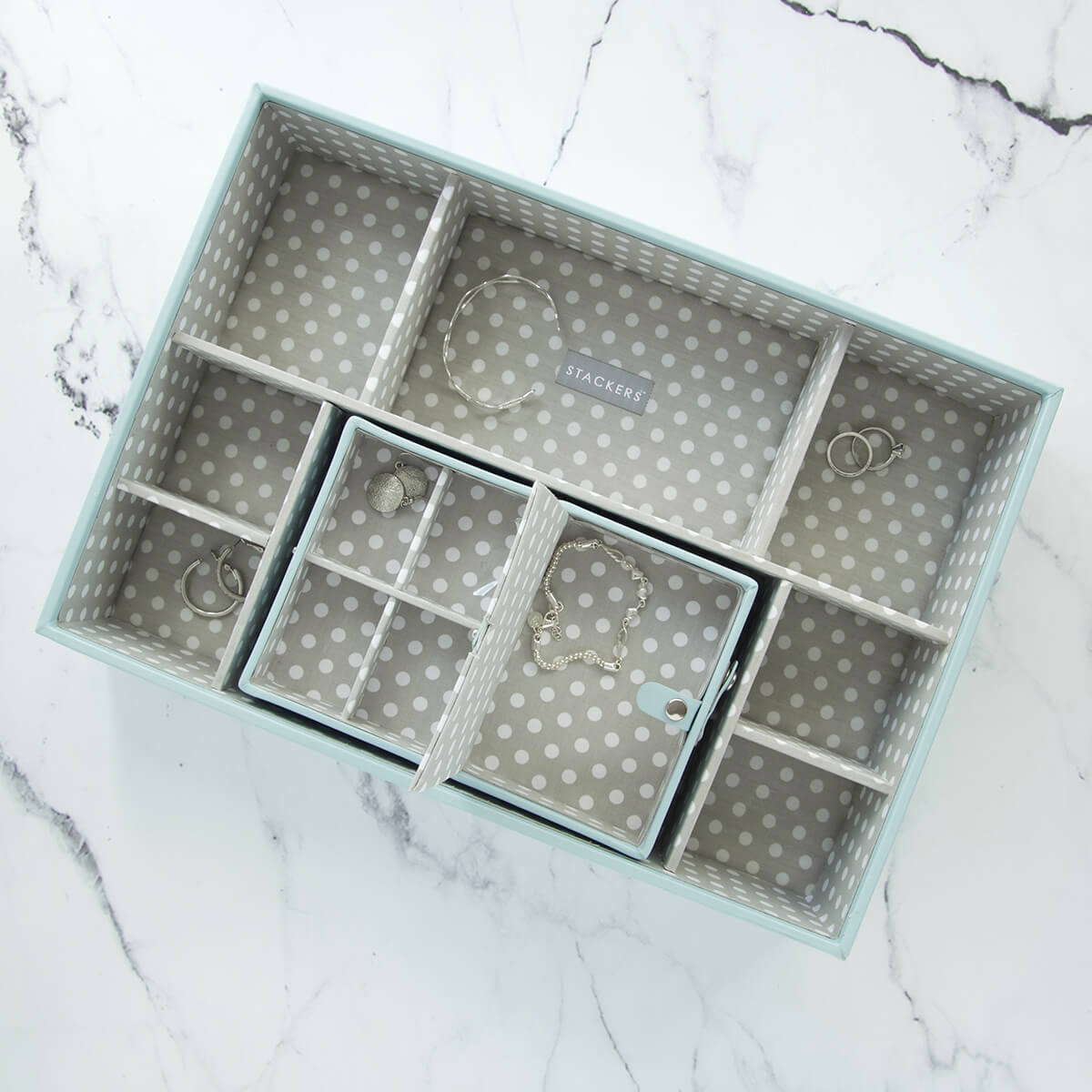 Stackers Mini Travel Box Light Blue/Green