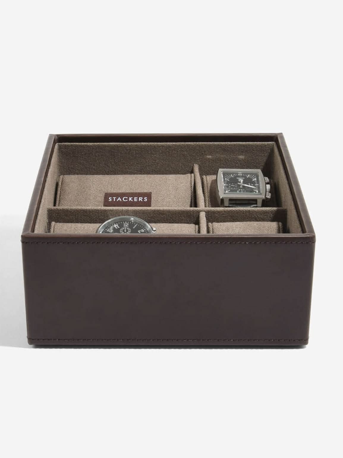 Stackers Zesdelige Horlogebox Bruin & Kaki - Mystackers