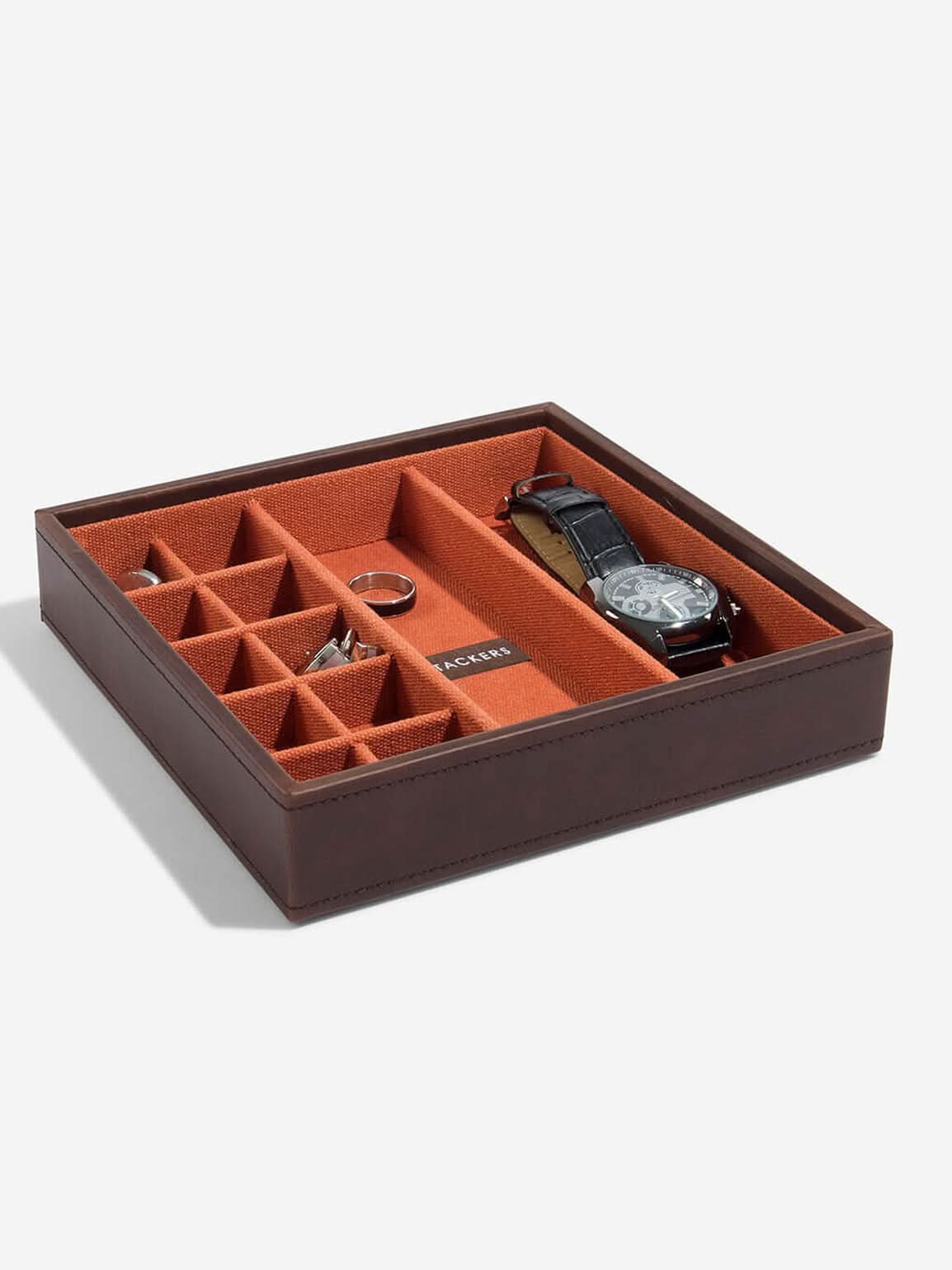 Stackers Horloge & Manchetknopenbox Bruin & Oranje - Mystackers