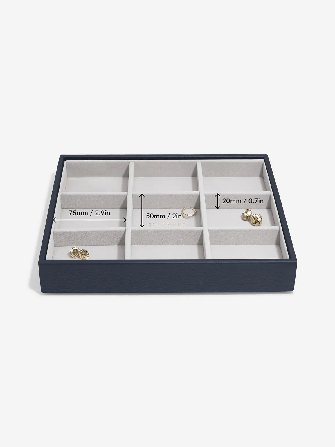 Stackers Standard Jewellery Layer for Classic Jewellery Box Navy Blue