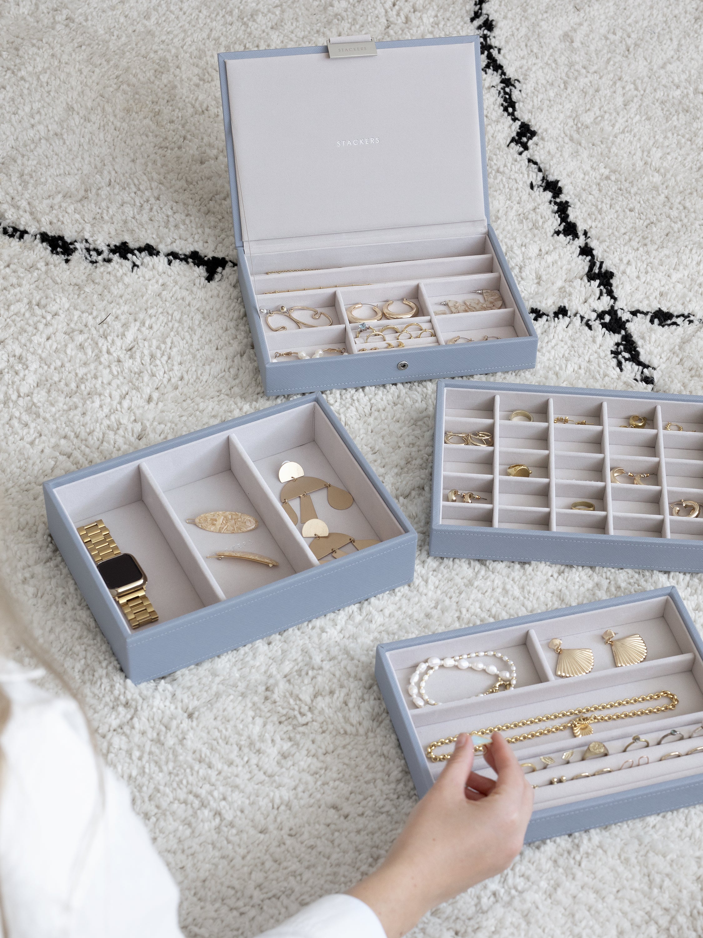 Stackers Classic Jewellery Box Set of 4 Blue