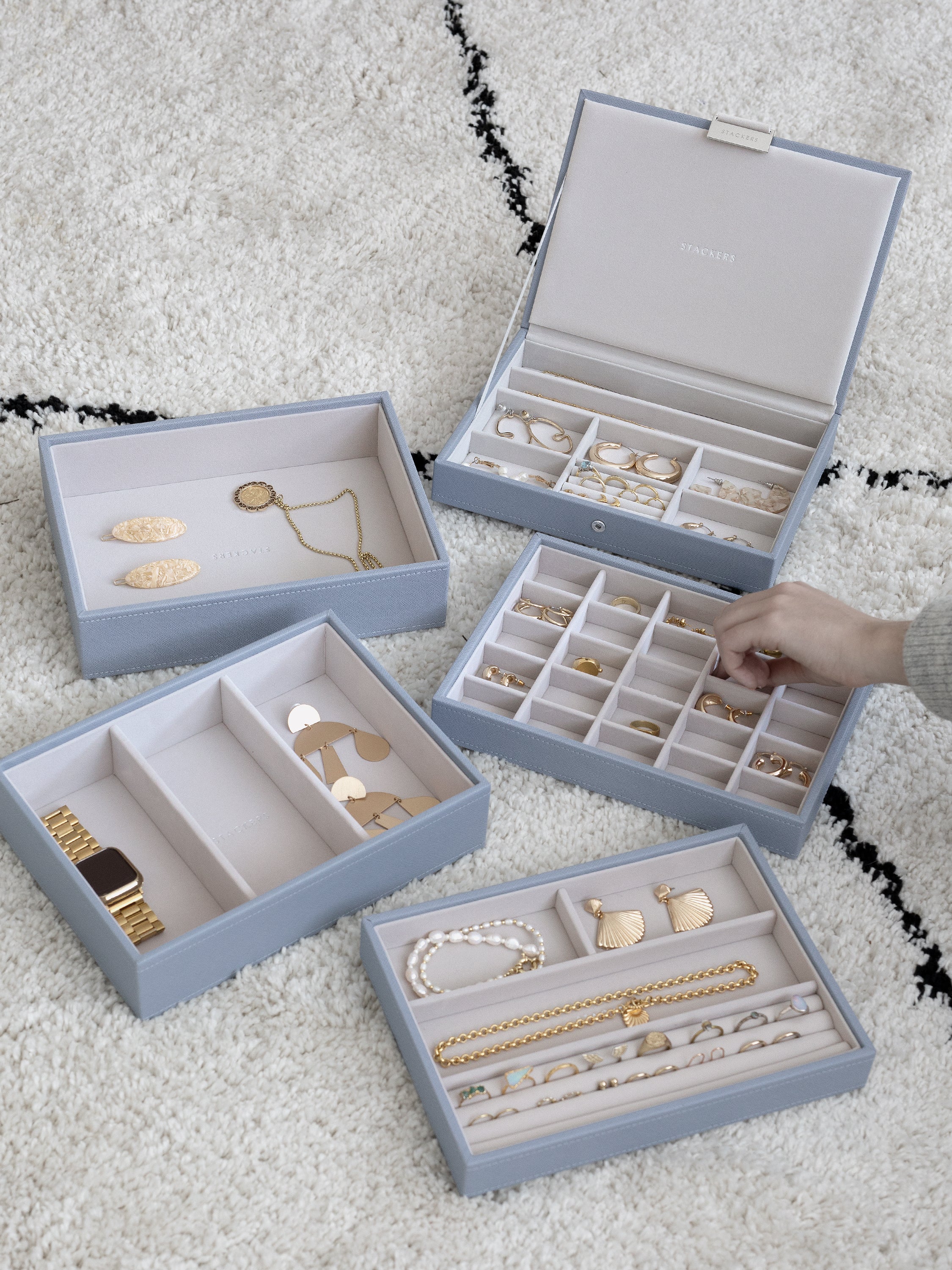 Stackers Classic Jewellery Box Set of 5 Blue
