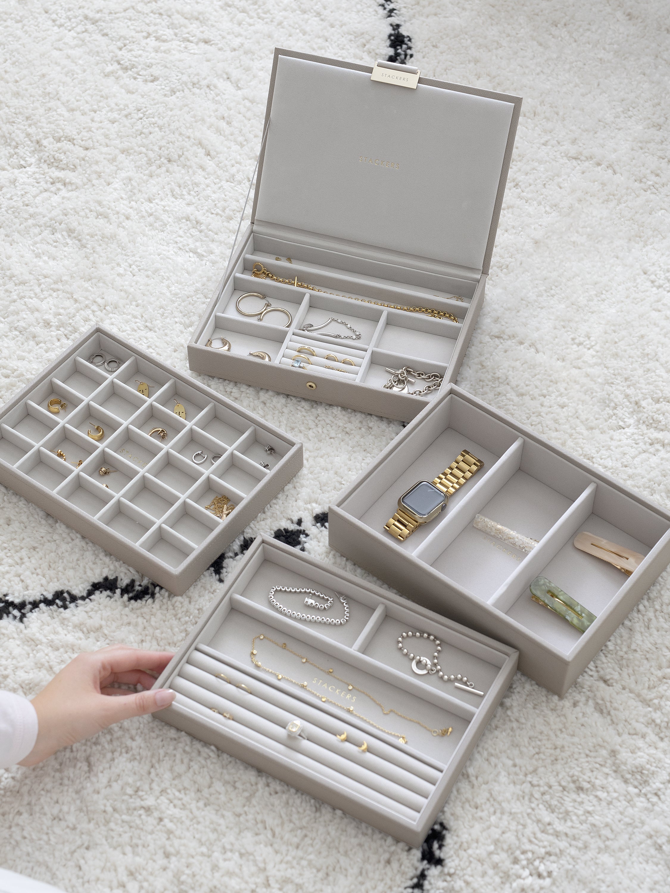 Stackers Classic Jewellery Box Set of 4 Taupe