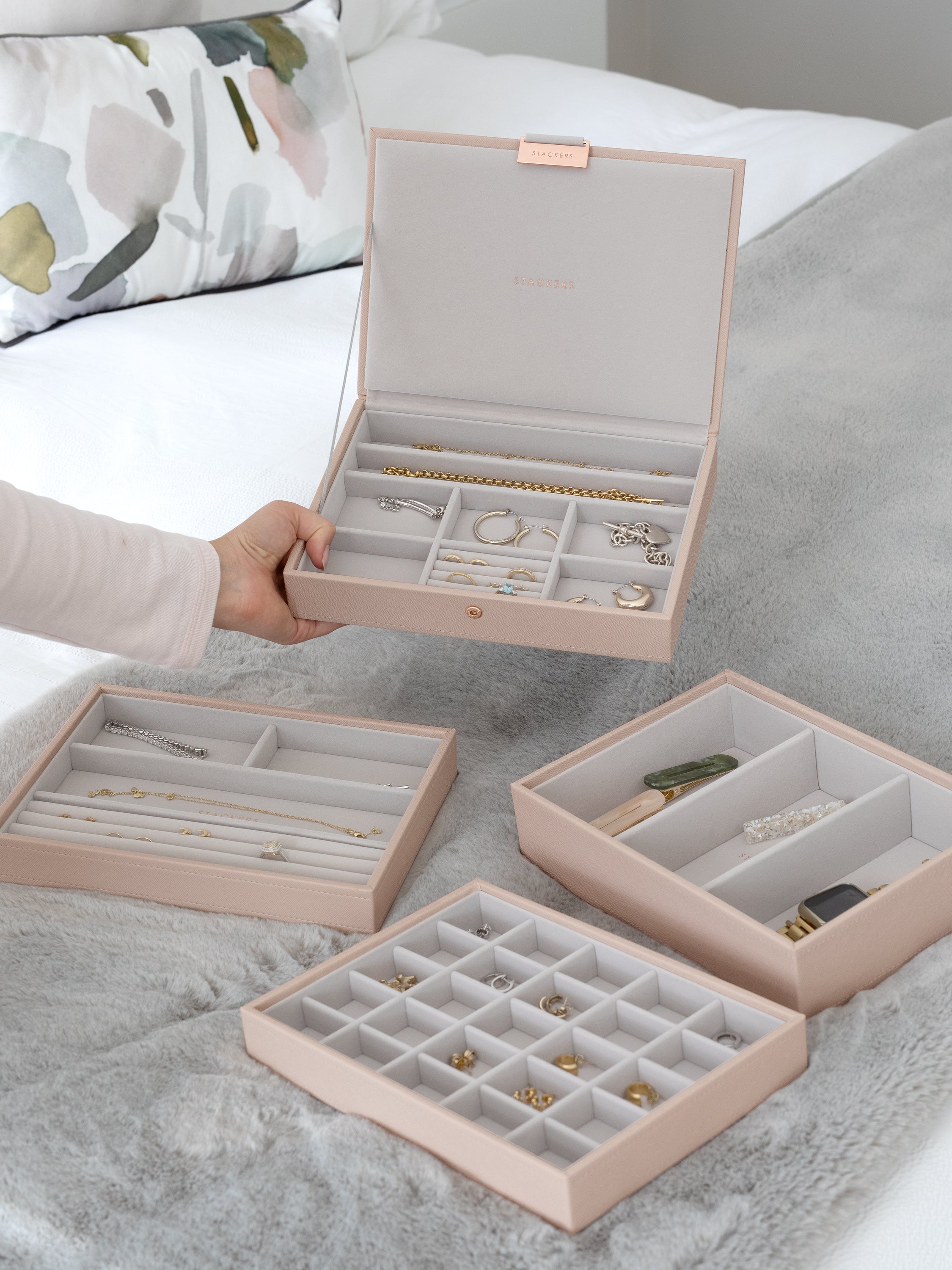 Stackers Classic Boîte à Bijoux Lot de 4 Rose