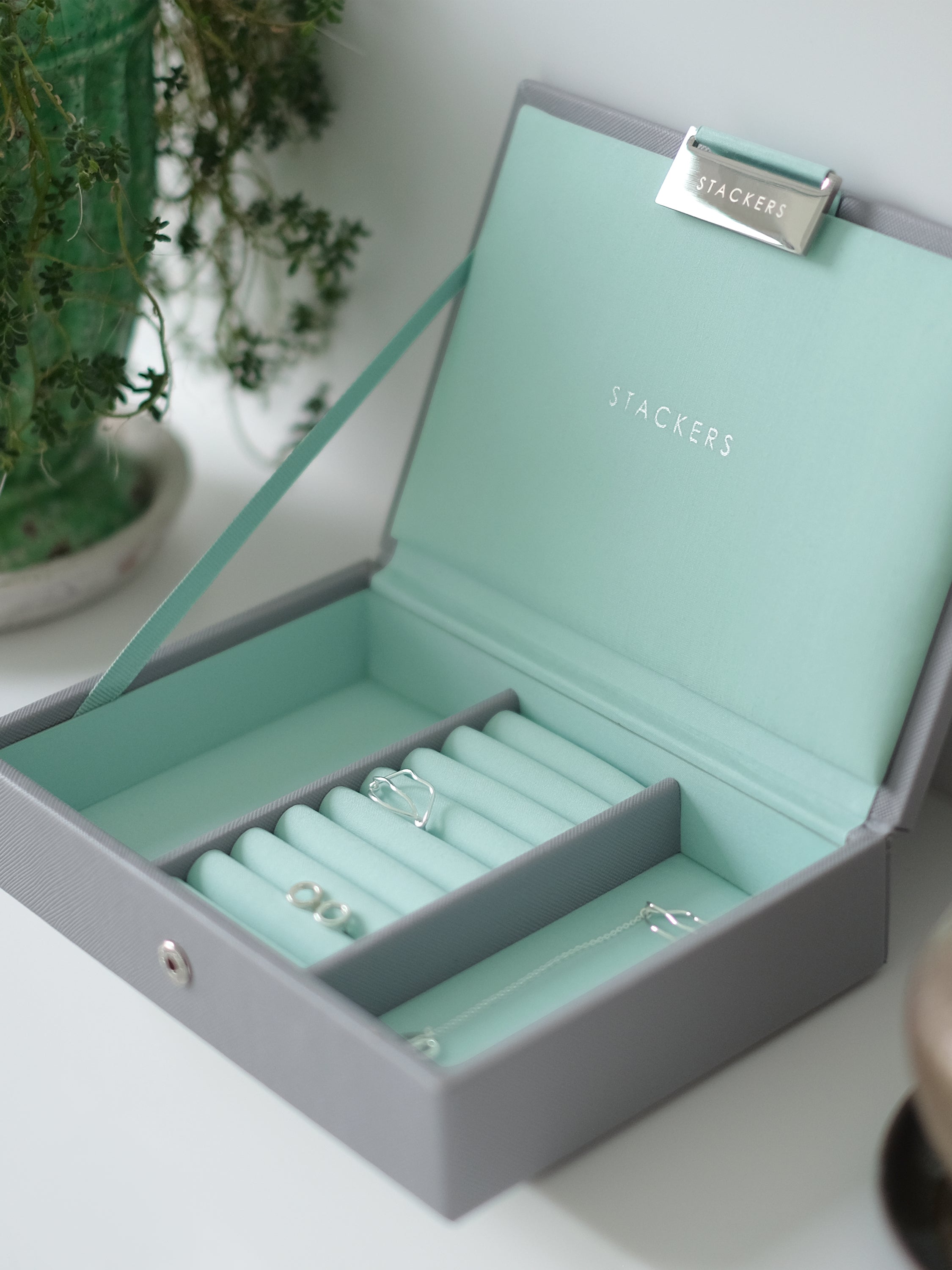 Stackers Couvercle pour Mini Boîte à Bijoux Gris & Menthe